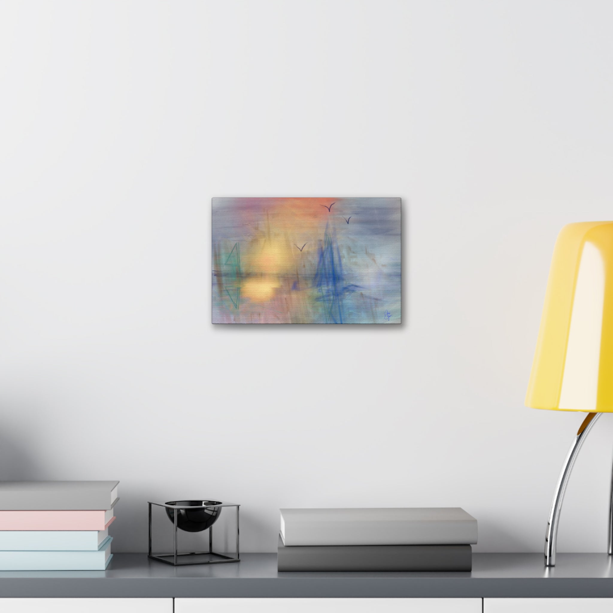 Sunset Harbor Abstract Canvas Wall Art – Stretched 1.5"