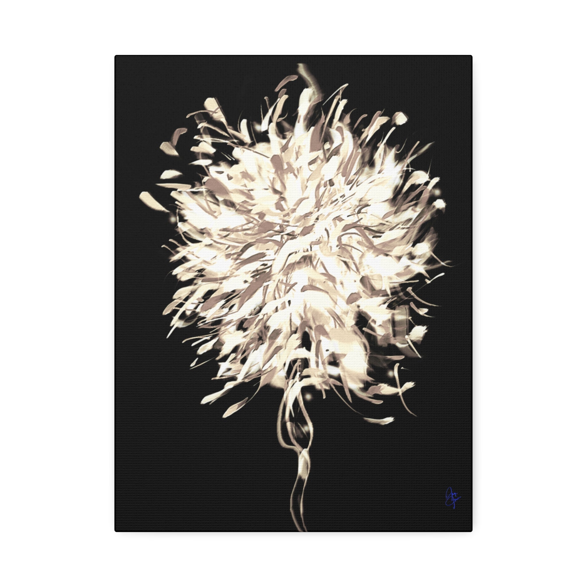 Abstract Floral Canvas Print – Neutral Burst Wall Art, Stretched 1.5"