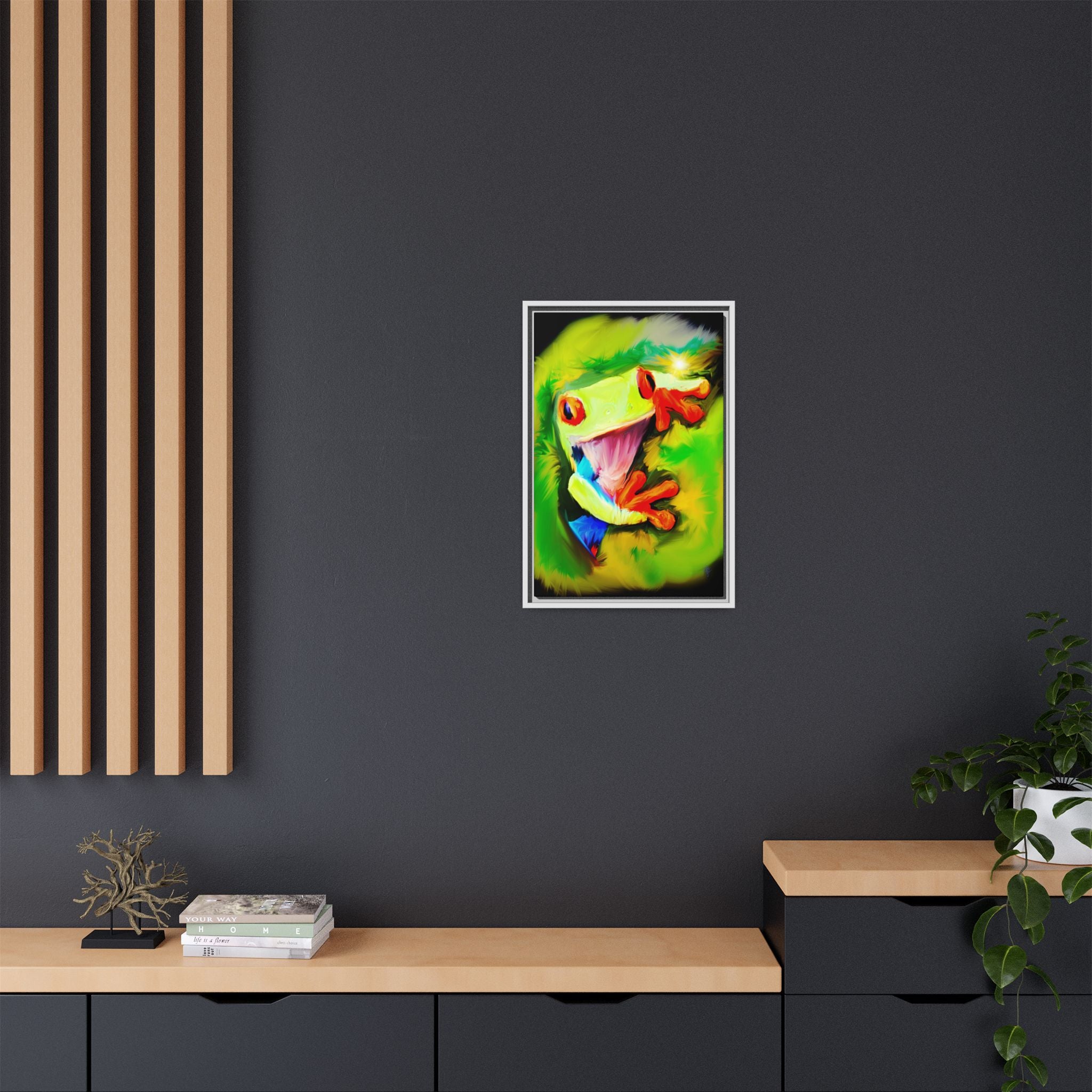 Colorful Tree Frog Matte Canvas Print — Framed Tropical Wall Art