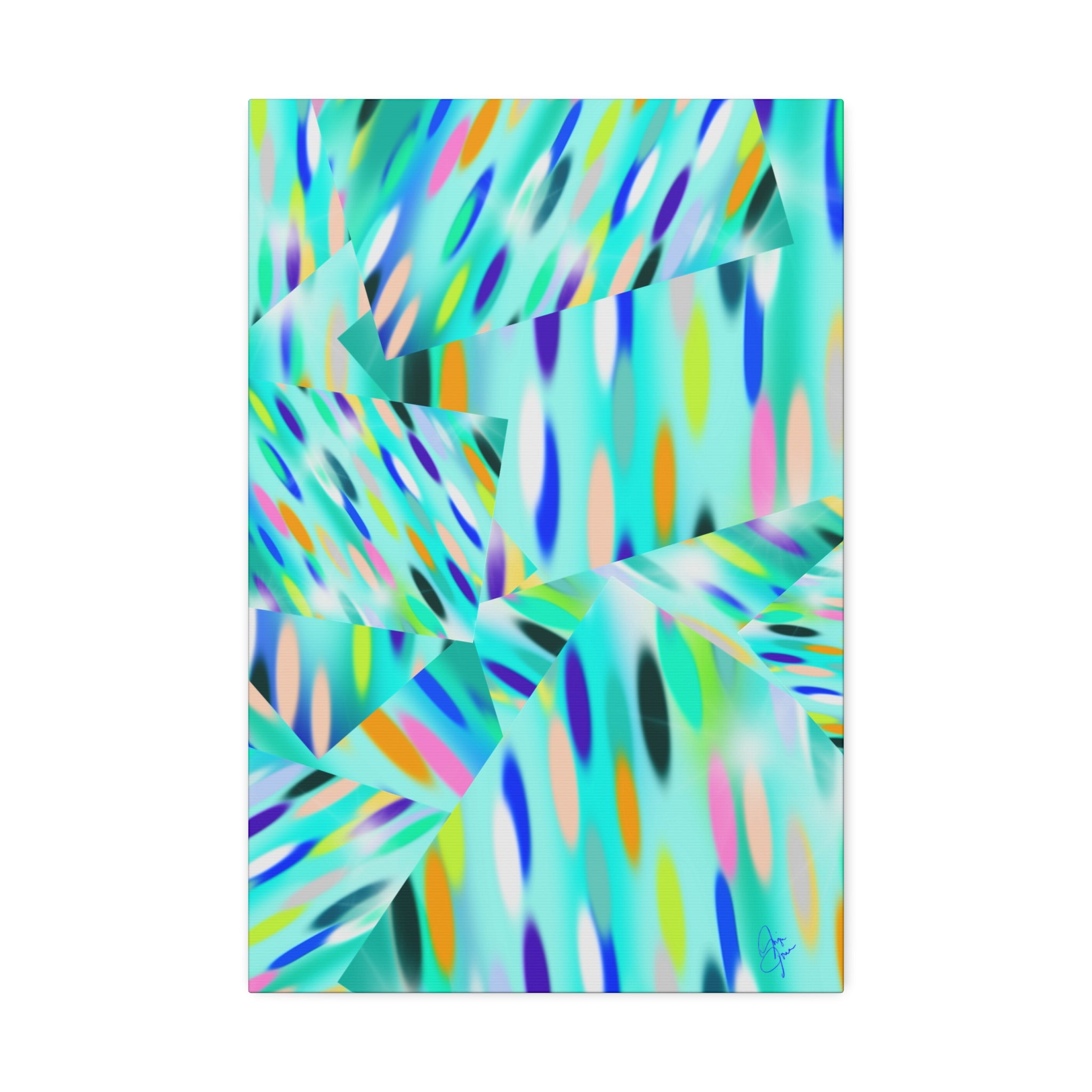 Abstract Aqua Canvas Print — Turquoise Geometric Art on Stretched 1.5" Canvas