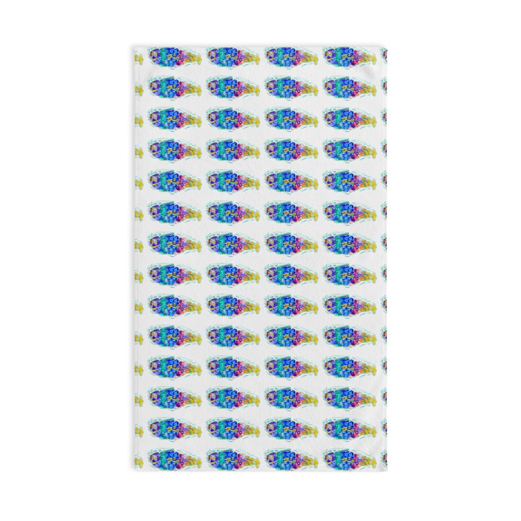 Colorful Fish Pattern Hand Towel — Tropical Kitchen & Beach House Decor