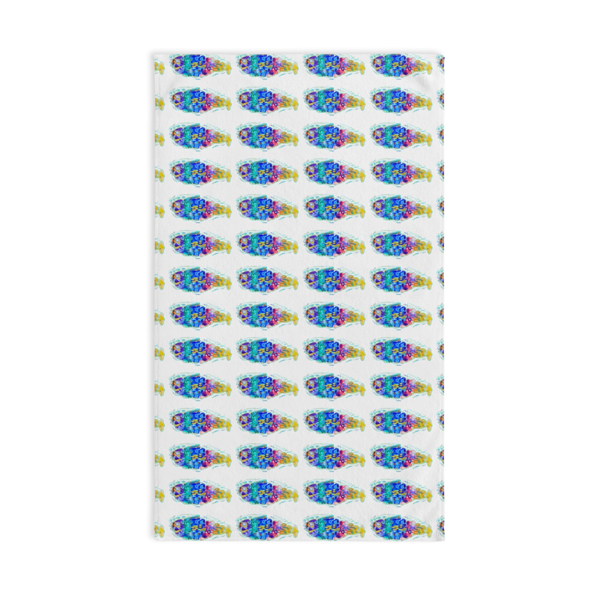 Colorful Fish Pattern Hand Towel — Tropical Kitchen & Beach House Decor