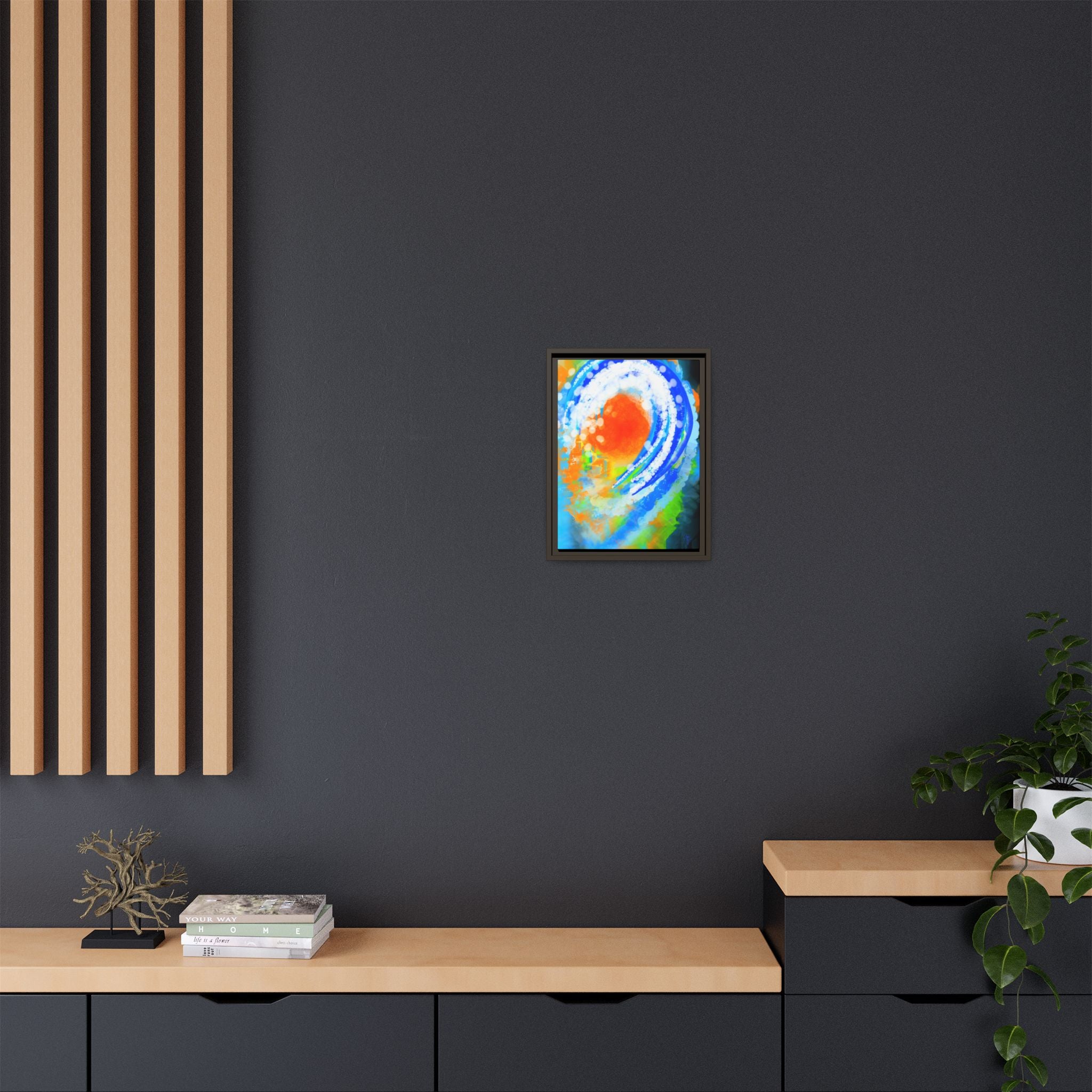 Abstract Ocean Wave Matte Canvas Print — Framed Multi‑Color Wall Art