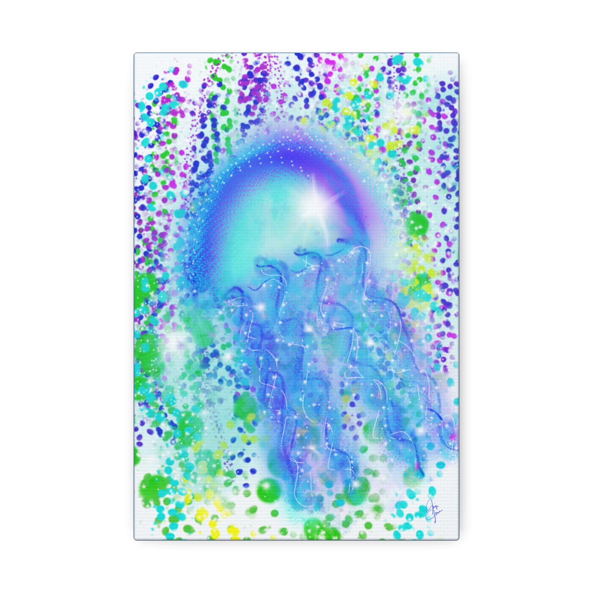 Blue Jellyfish Canvas Wall Art – Stretched 1.5" Ocean Abstract Print