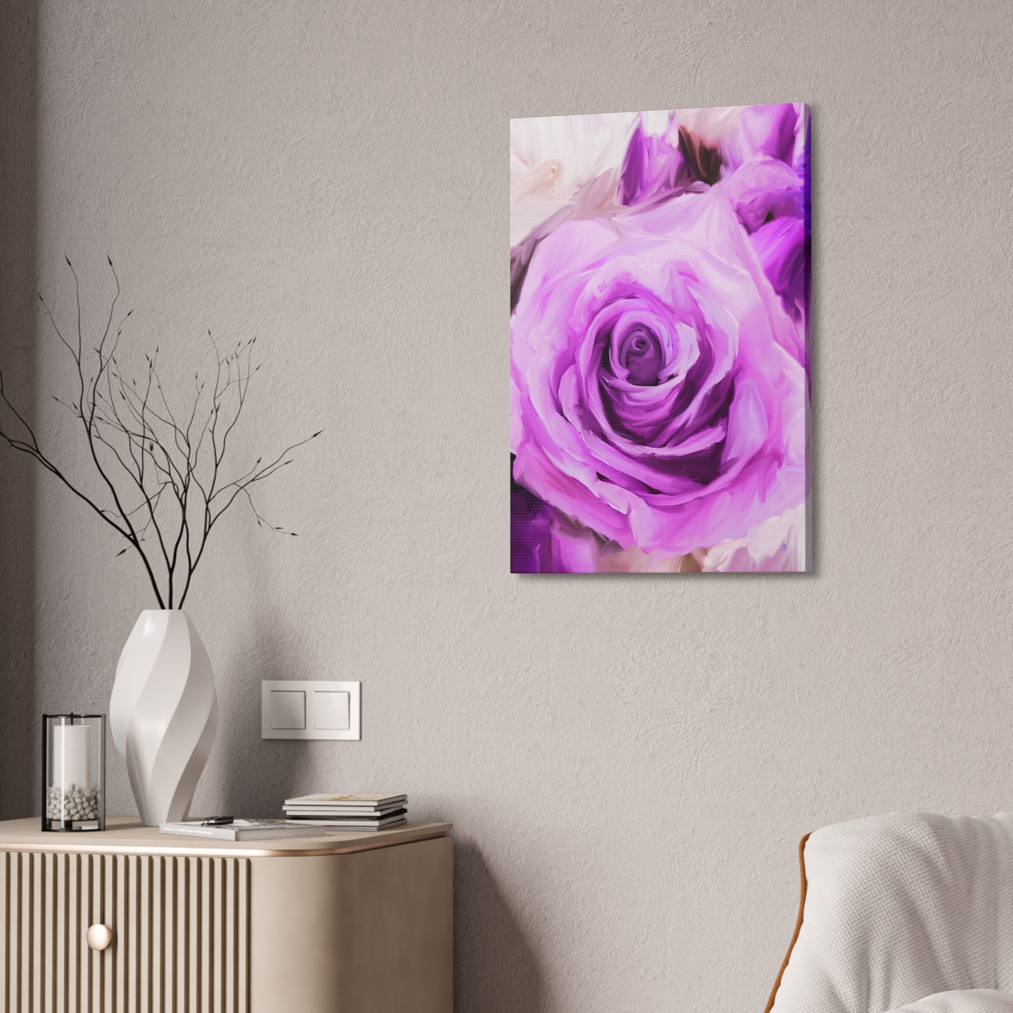 Lavender Rose Abstract Canvas Print — Stretched 1.5" Wall Art