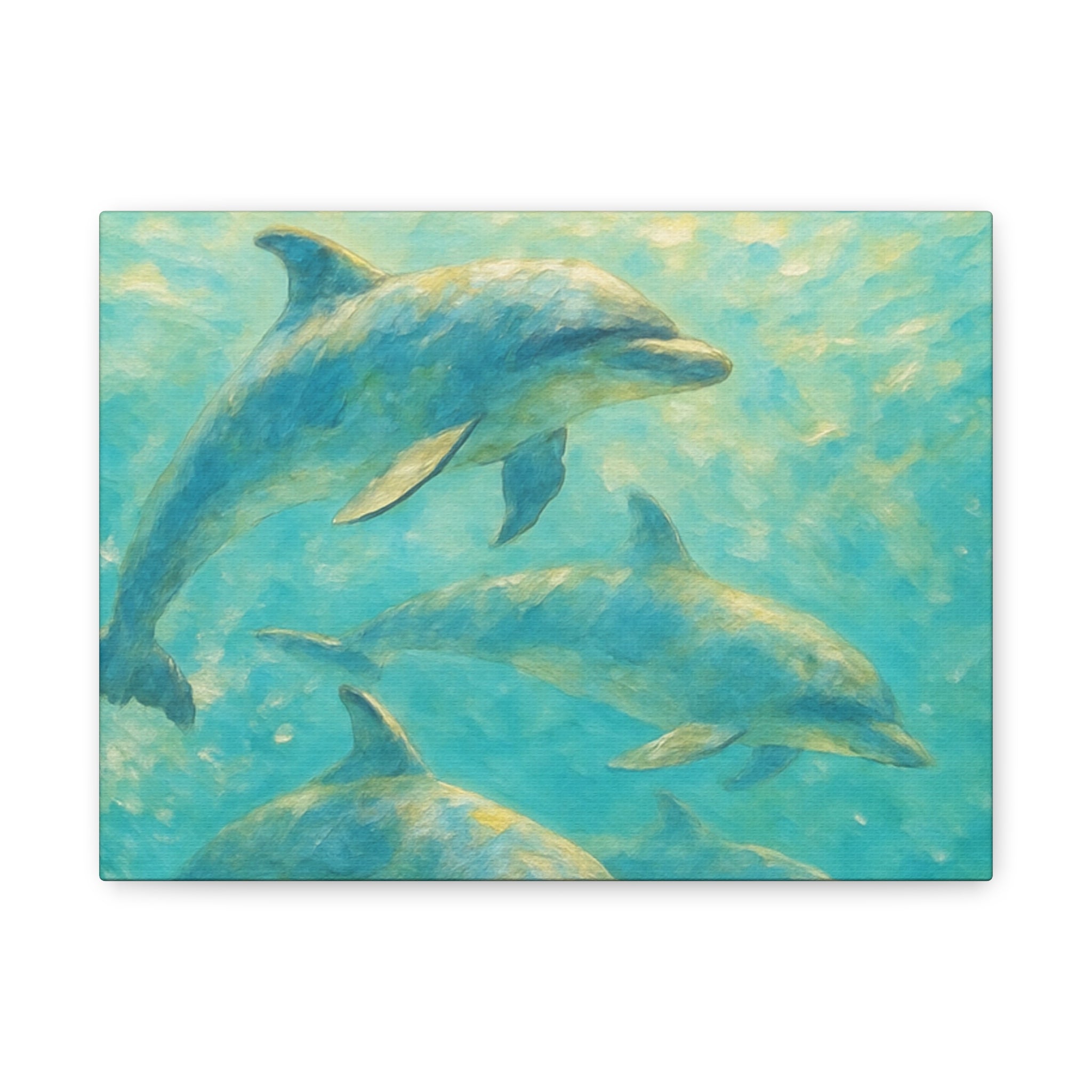 Dolphin Swim Matte Stretched Canvas – Ocean Wall Art