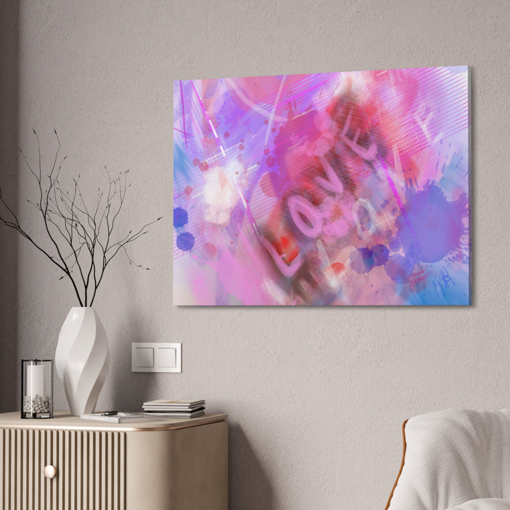Love Vibes Canvas Wall Art — Pink Abstract Stretched Canvas
