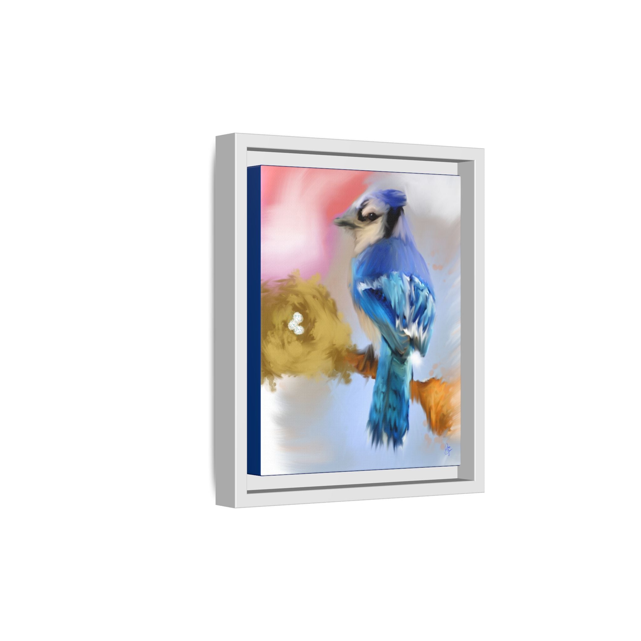 Blue Jay Art Print — Framed Matte Canvas Wall Art