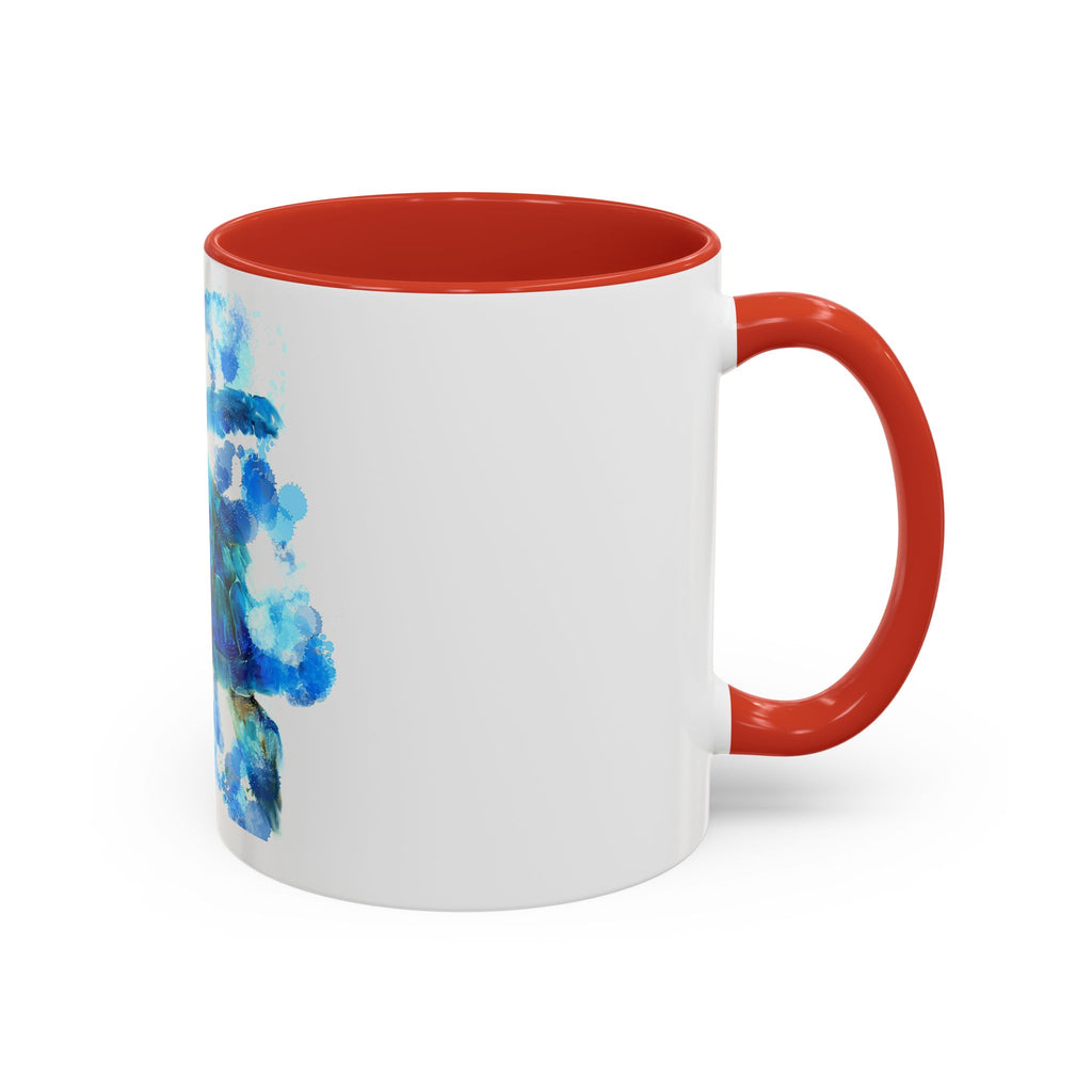 Blue Sea Turtle Accent Coffee Mug — Watercolor Ocean Turtle 11/15oz