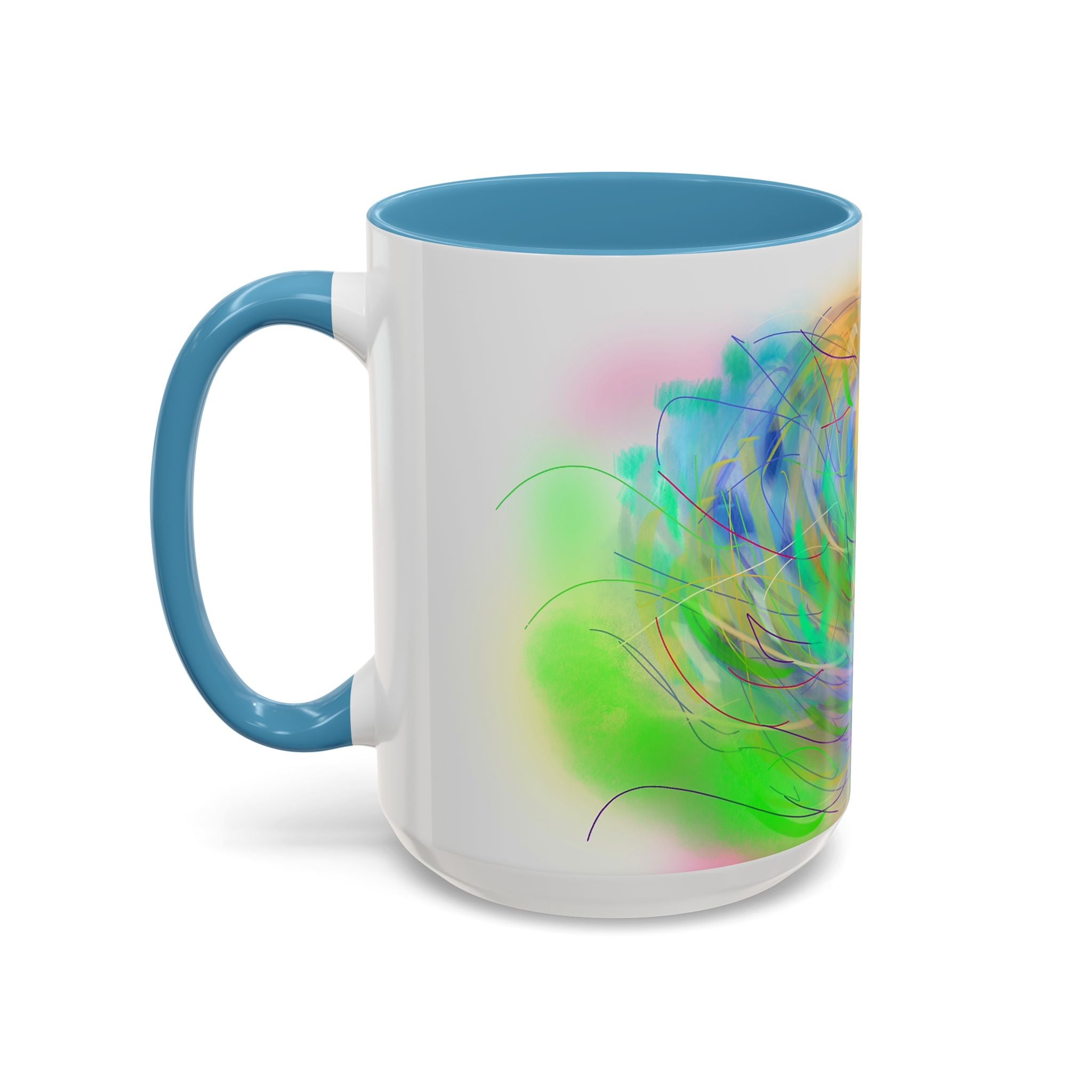 Abstract Sunrise Accent Coffee Mug — Colorful Swirl Art Coffee Cup (11/15oz)