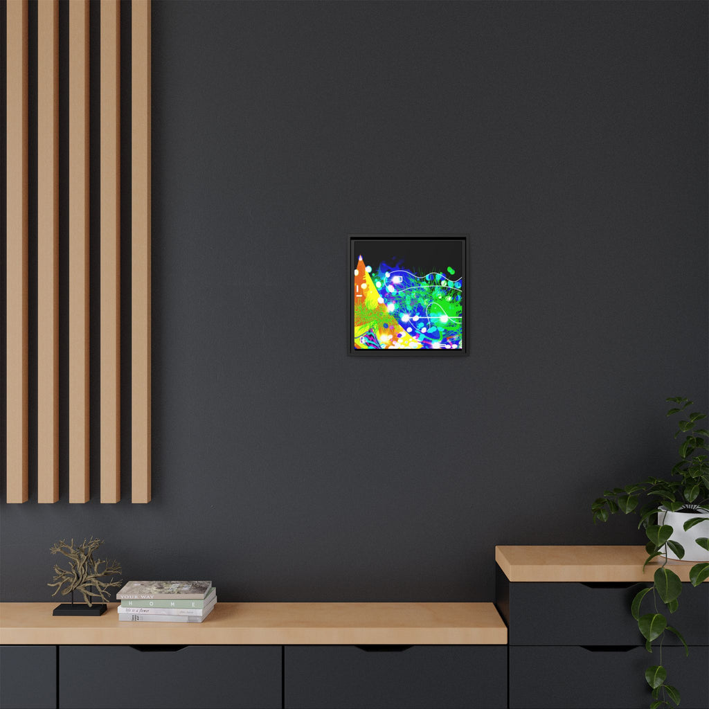 Abstract Neon Wave Matte Canvas Framed Art