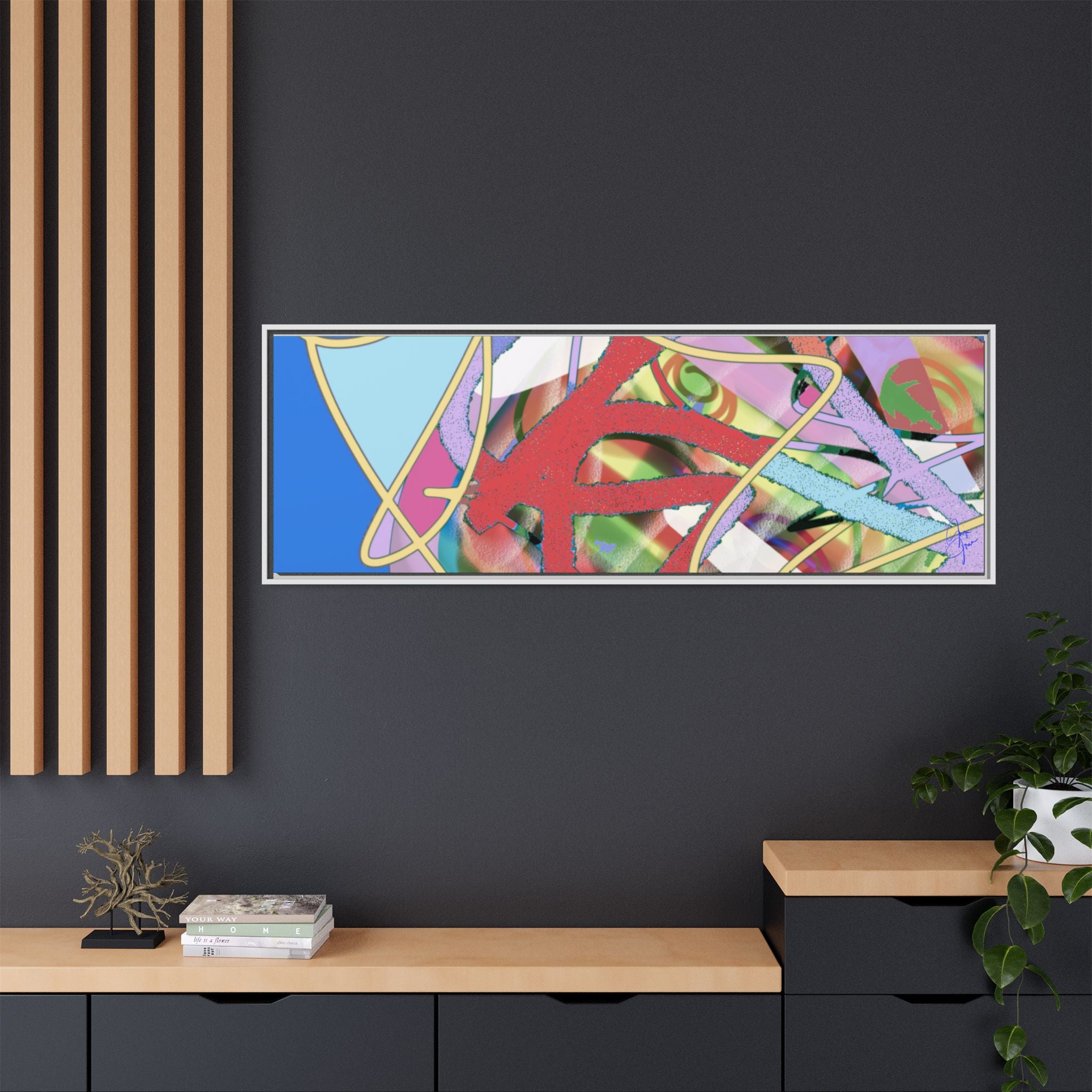 Abstract Multi‑Color Framed Canvas Art – Vibrant Modern Wall Decor
