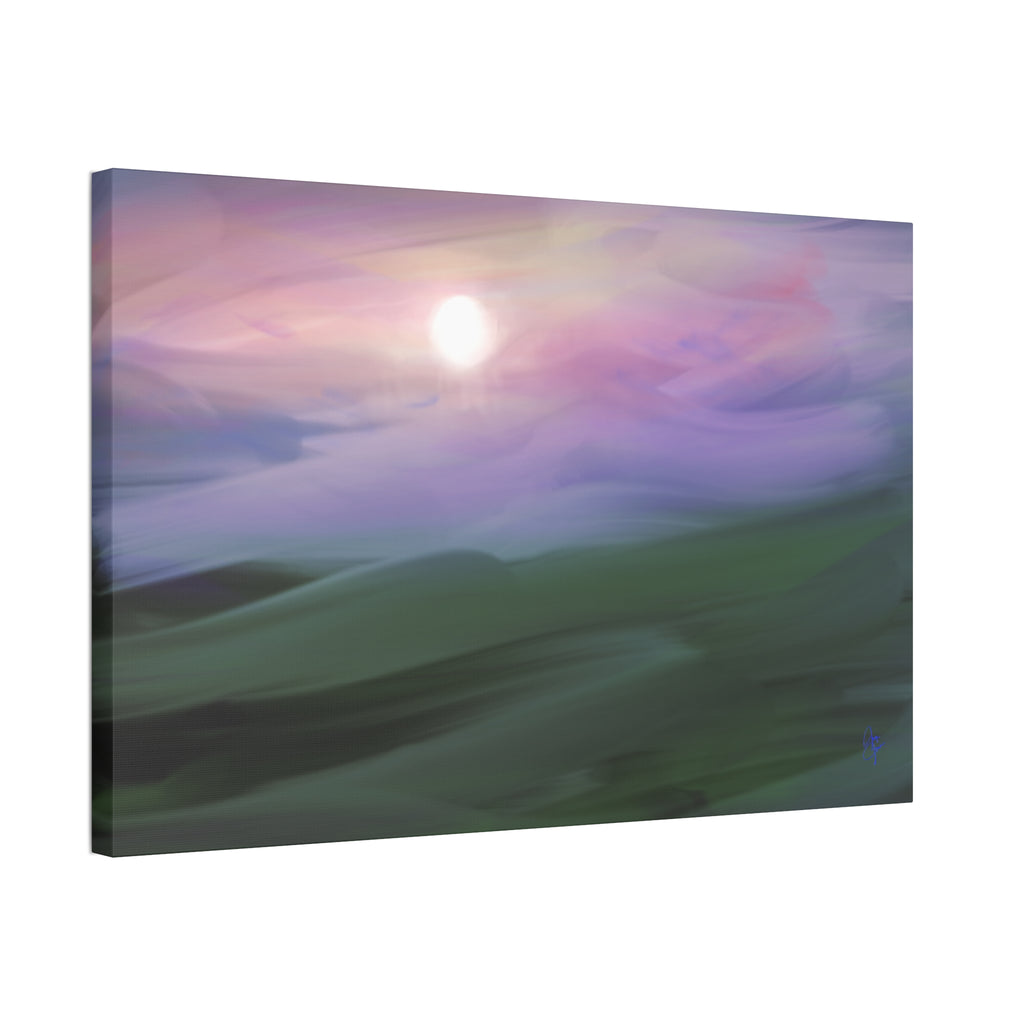 Sunrise Mist Landscape Canvas Print — Serene Pastel Wall Art