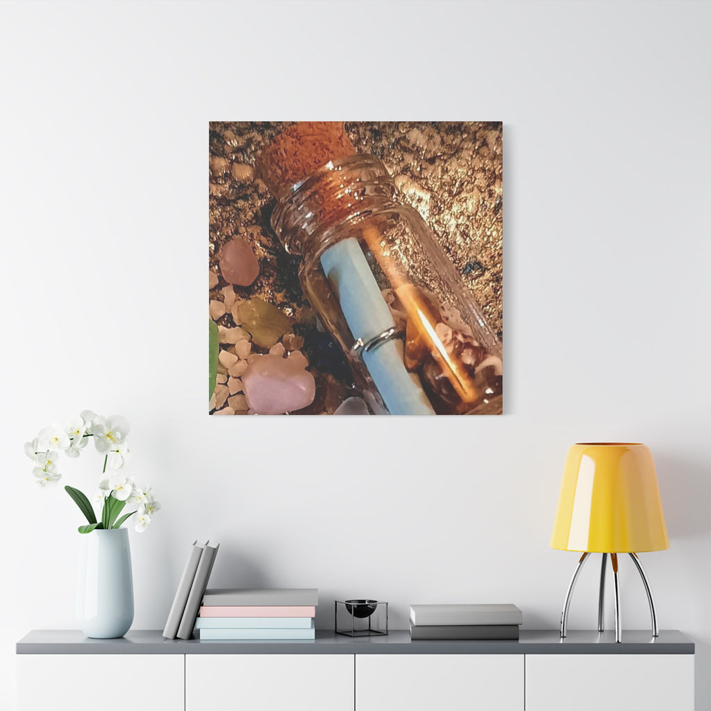 Decorative Matte Canvas Wall Art - Beach-Inspired Message in a Bottle