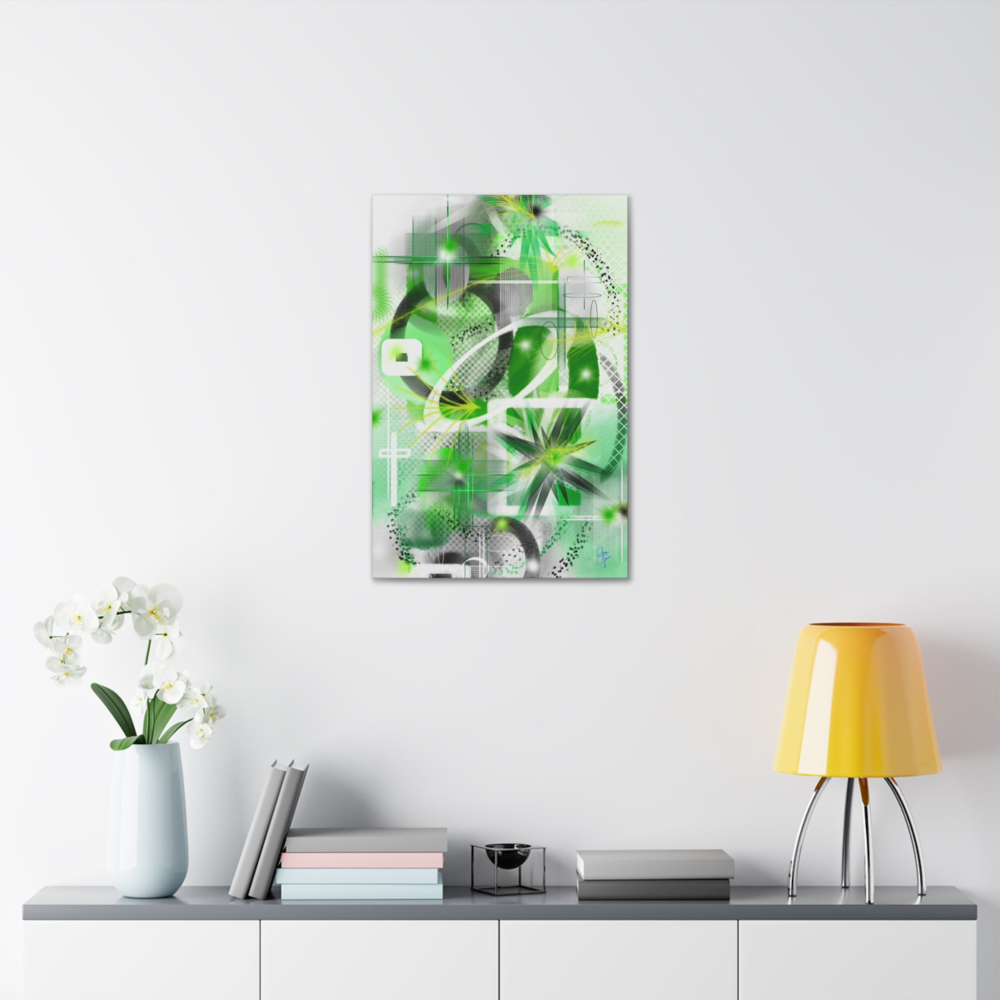 Abstract Green Geometric Canvas Stretched Print