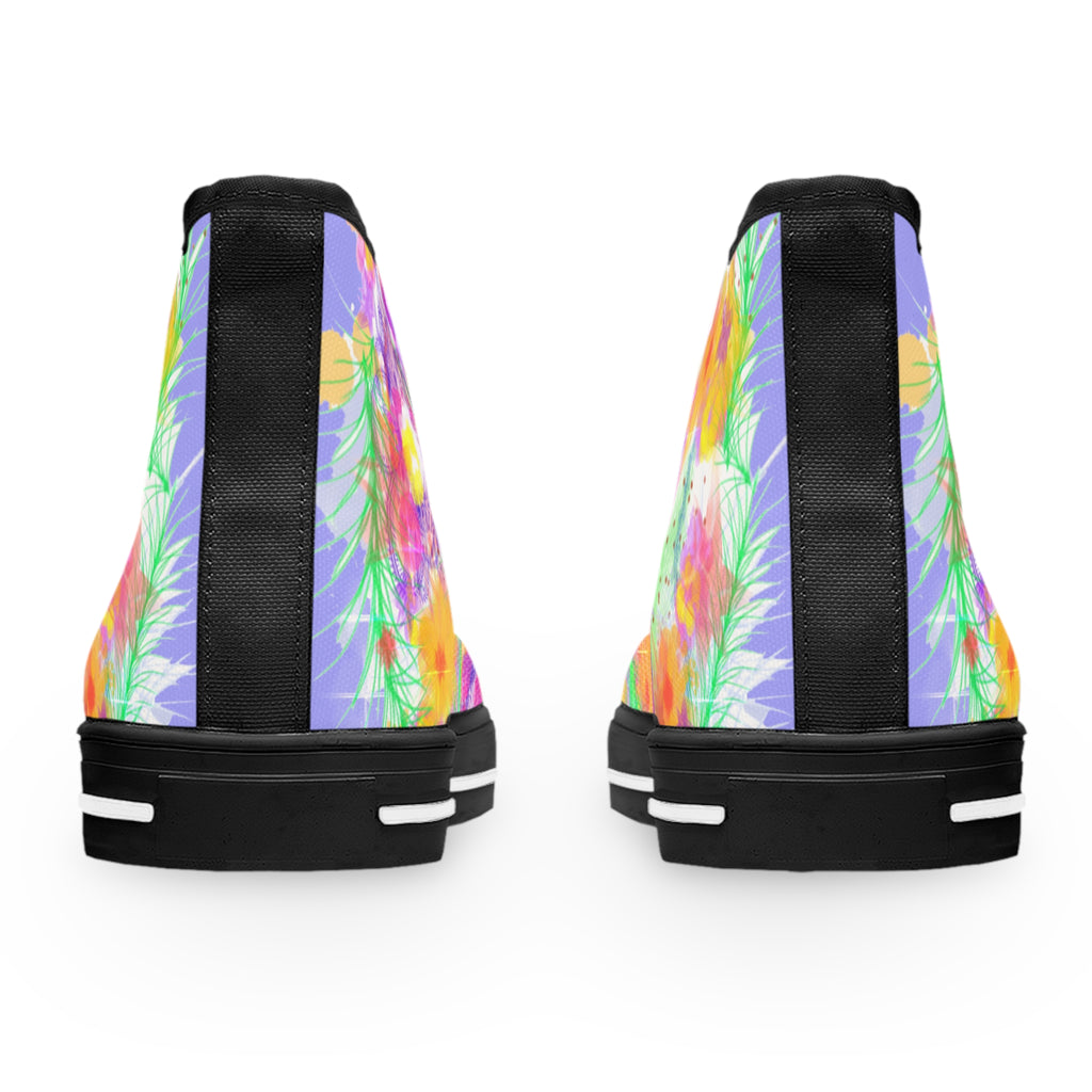 High Top Sneakers - Bright Tie-Dye Floral Print for Women