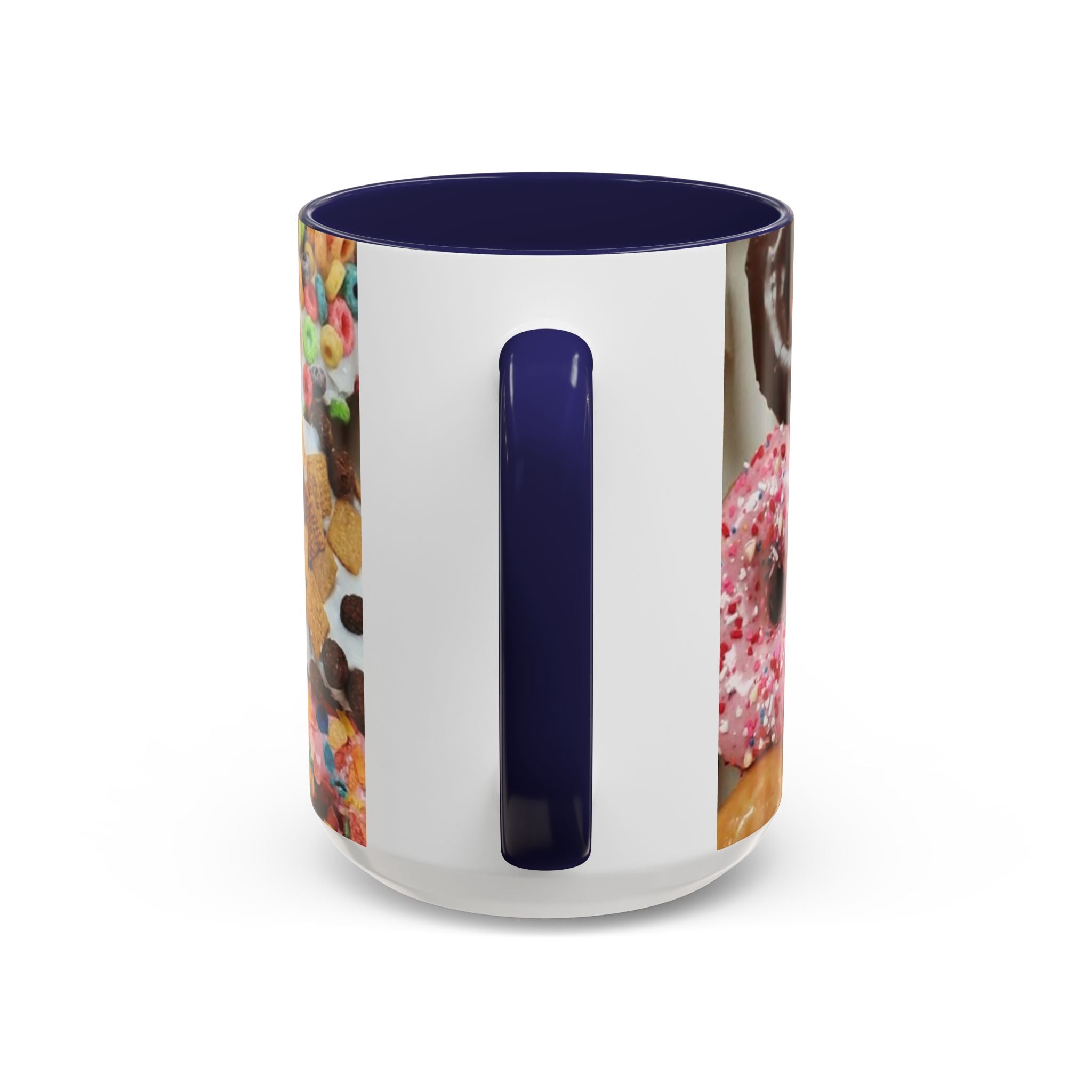 Donut Lover Accent Coffee Mug — Color Inside Rim & Handle, Photo-Print Assorted Donuts (11/15oz)