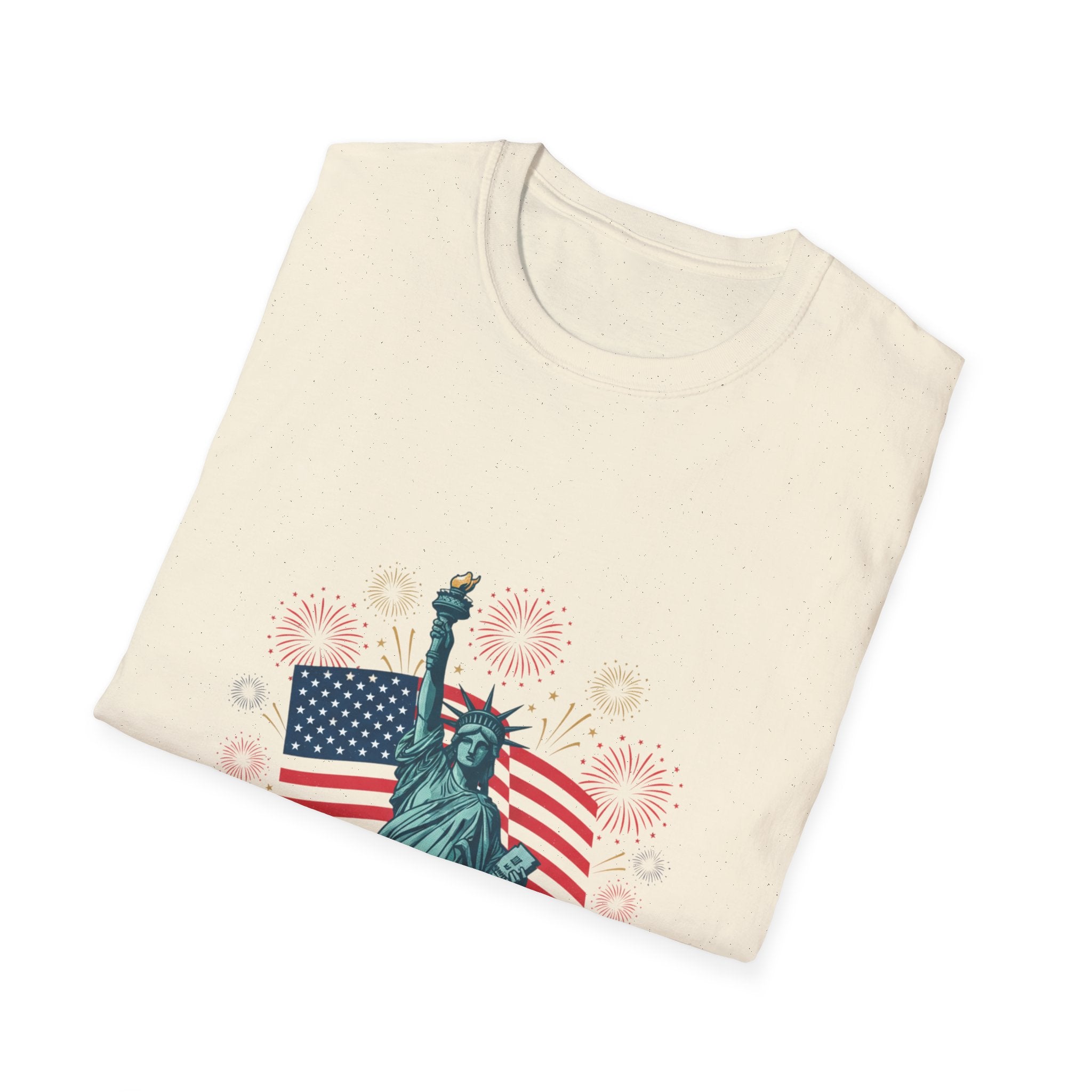 T-Shirt — "Happy 250th Birthday America" Statue of Liberty & Flag Patriotic Tee