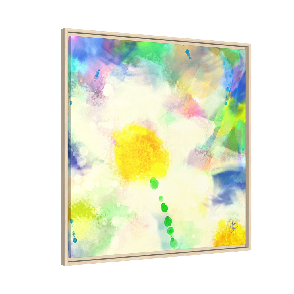Framed Matte Canvas - Watercolor Yellow Floral Abstract Wall Art