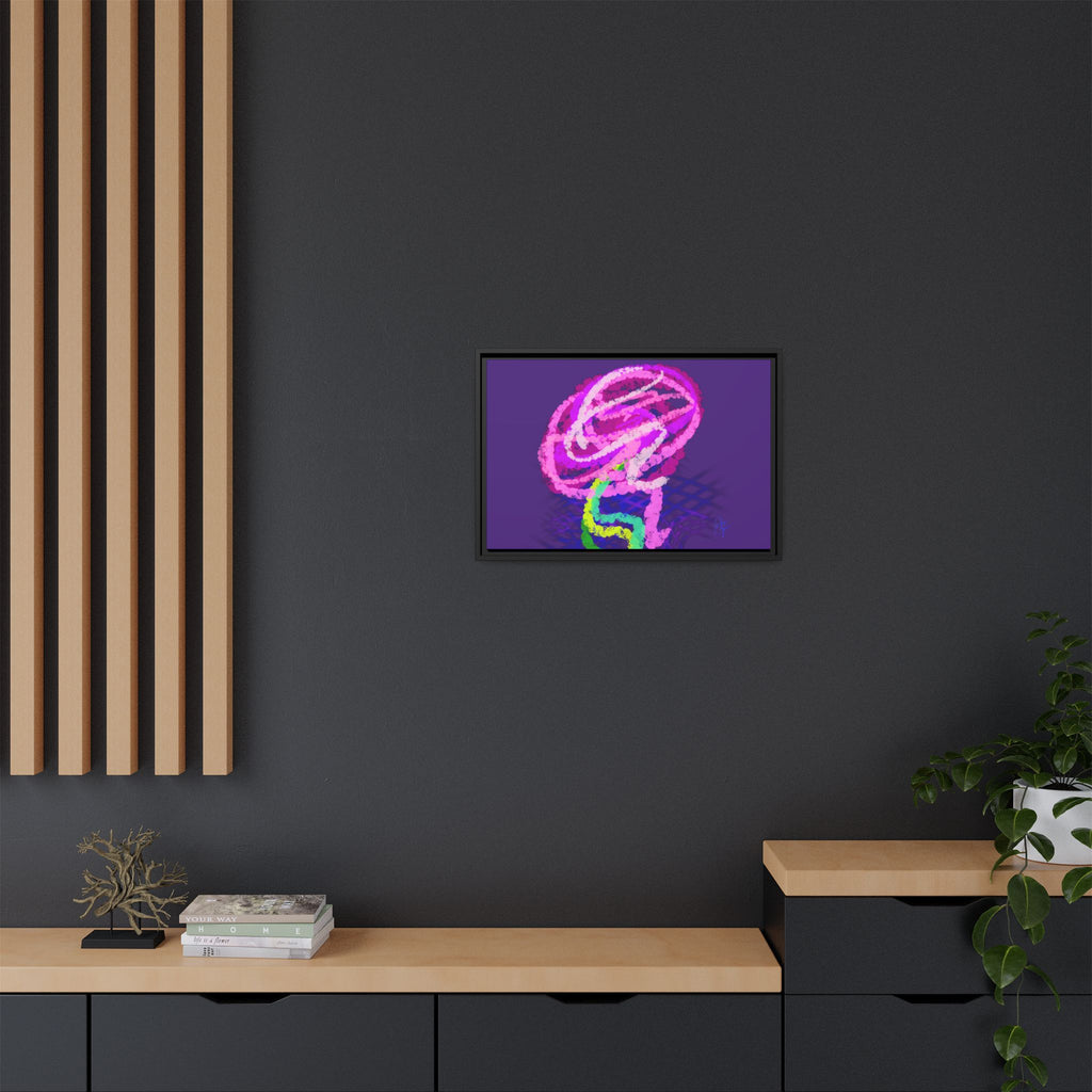 Framed Matte Canvas - Neon Rose Abstract Wall Art
