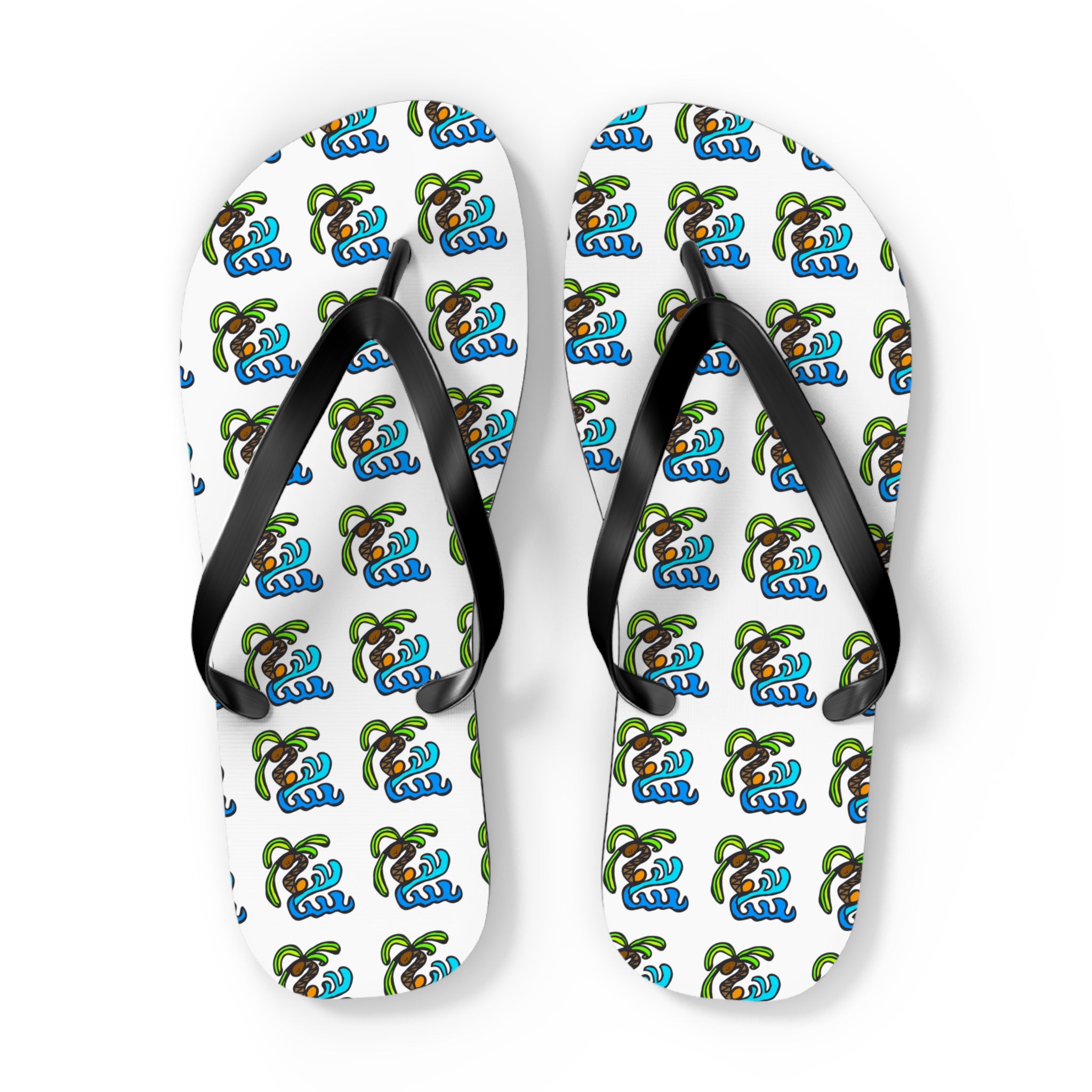 Flip Flops — Tropical Palm Tree Pattern Beach Sandals