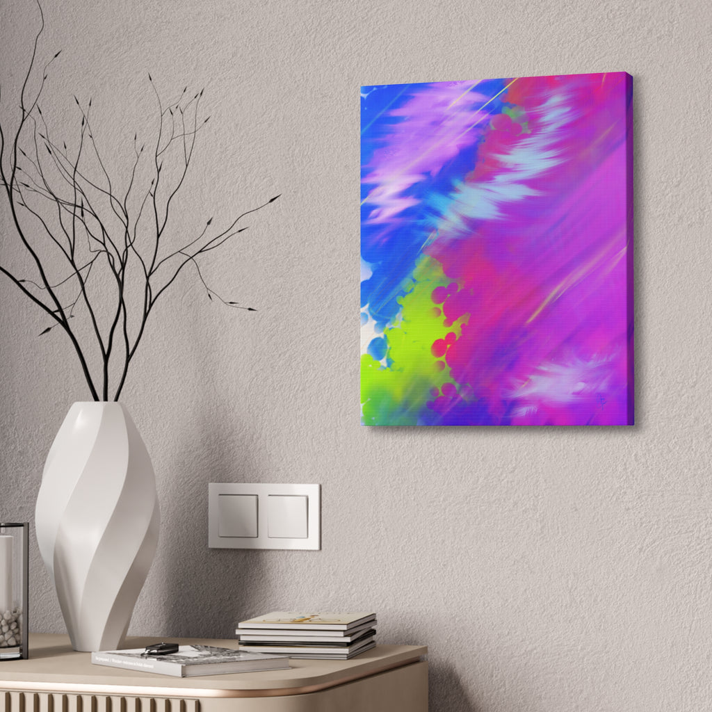 Abstract Neon Tie-Dye Canvas Print — Vibrant Rainbow Wall Art (Stretched 1.5")
