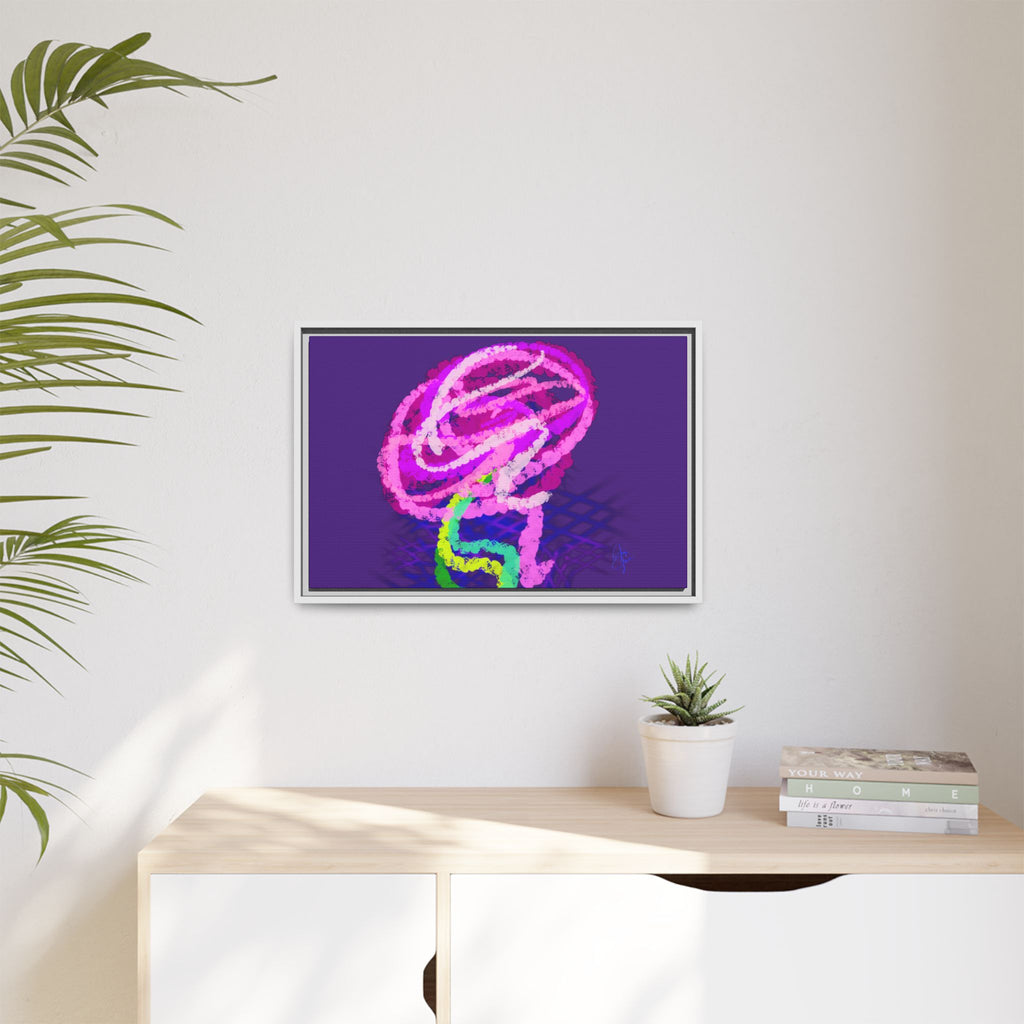 Framed Matte Canvas - Neon Rose Abstract Wall Art