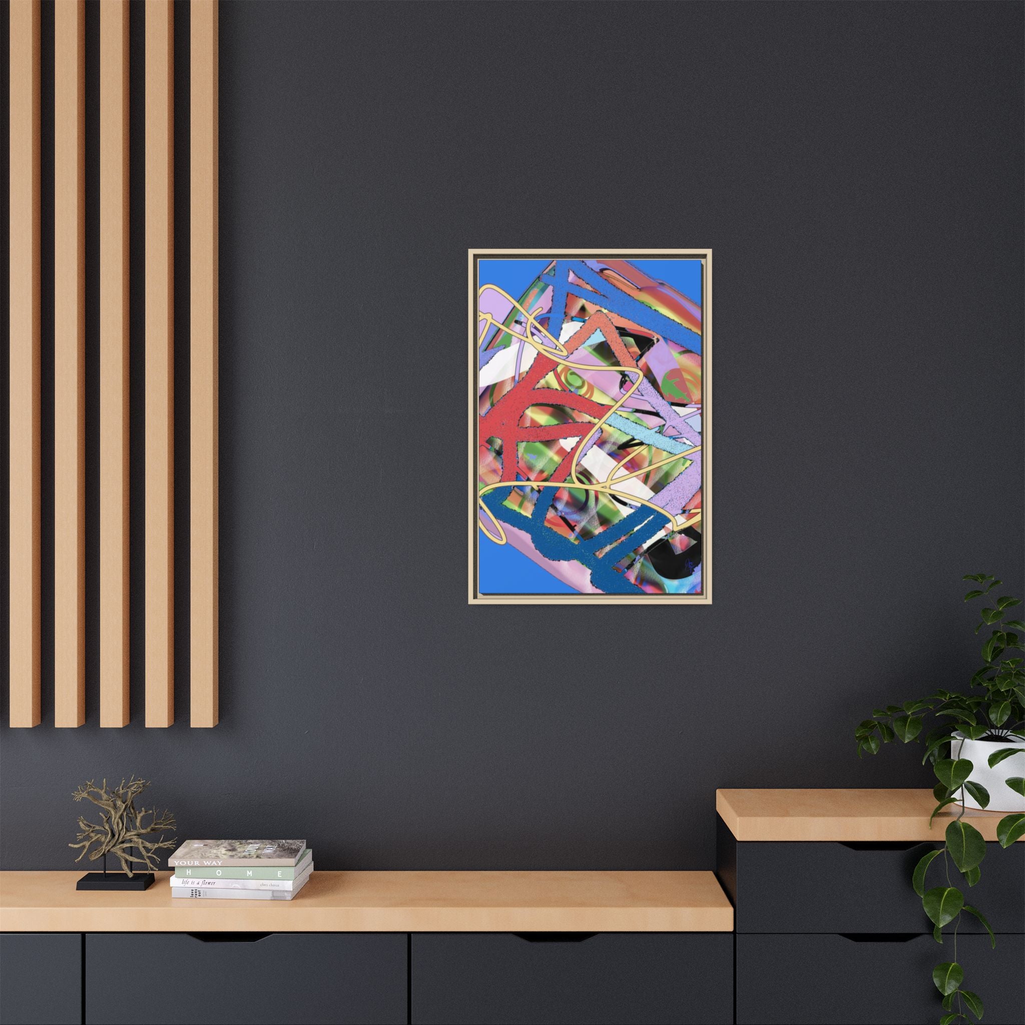 Abstract Multi‑Color Framed Canvas Art – Vibrant Modern Wall Decor