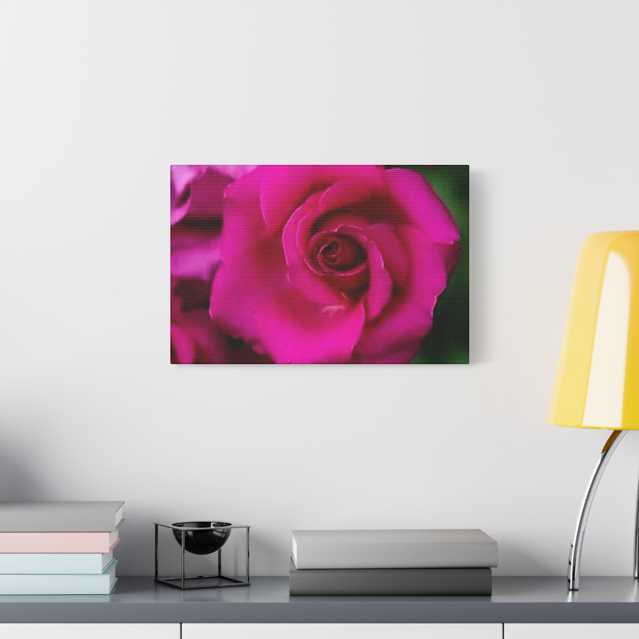 Hot Pink Rose Canvas Wall Art — Stretched Matte Floral Print