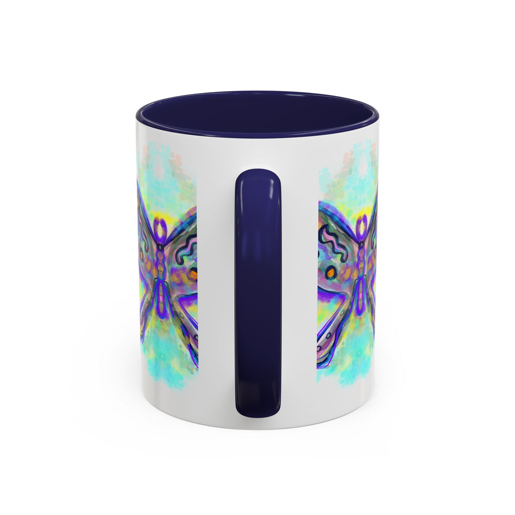Butterfly Accent Coffee Mug — Colorful Watercolor Butterfly Design (11/15oz)
