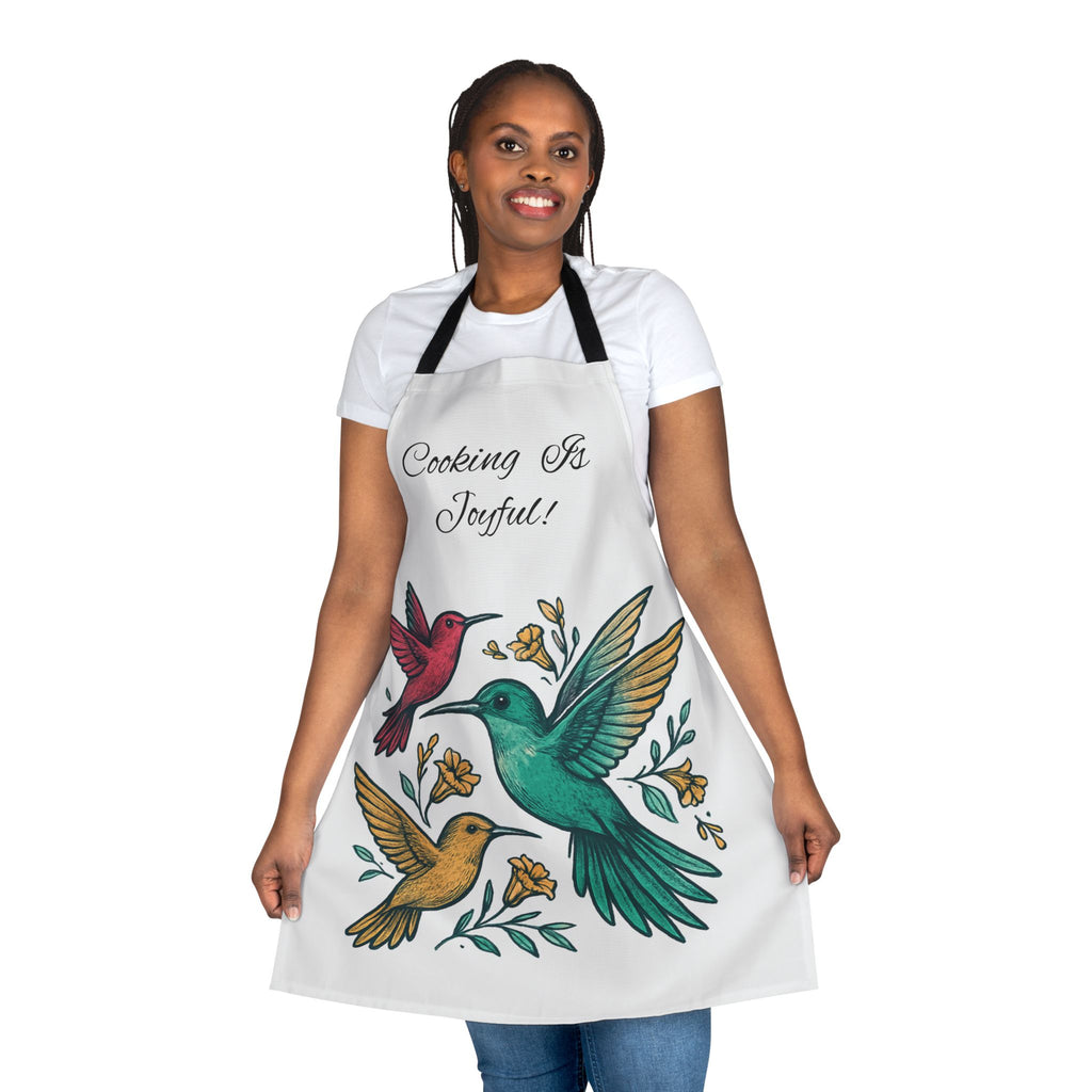 Cooking Is Joyful Apron — Colorful Hummingbird Kitchen Apron