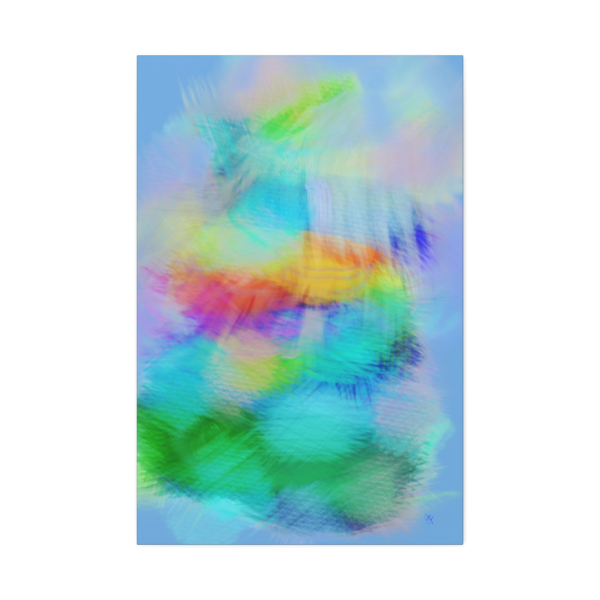Abstract Pastel Watercolor Canvas Wall Art – Vibrant Rainbow Clouds Stretched Canvas