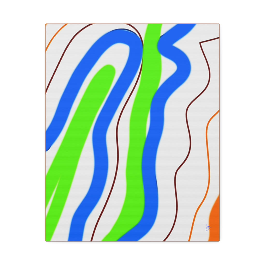 Abstract Wavy Stripes Canvas Print — Colorful Blue, Green & Orange Wall Art
