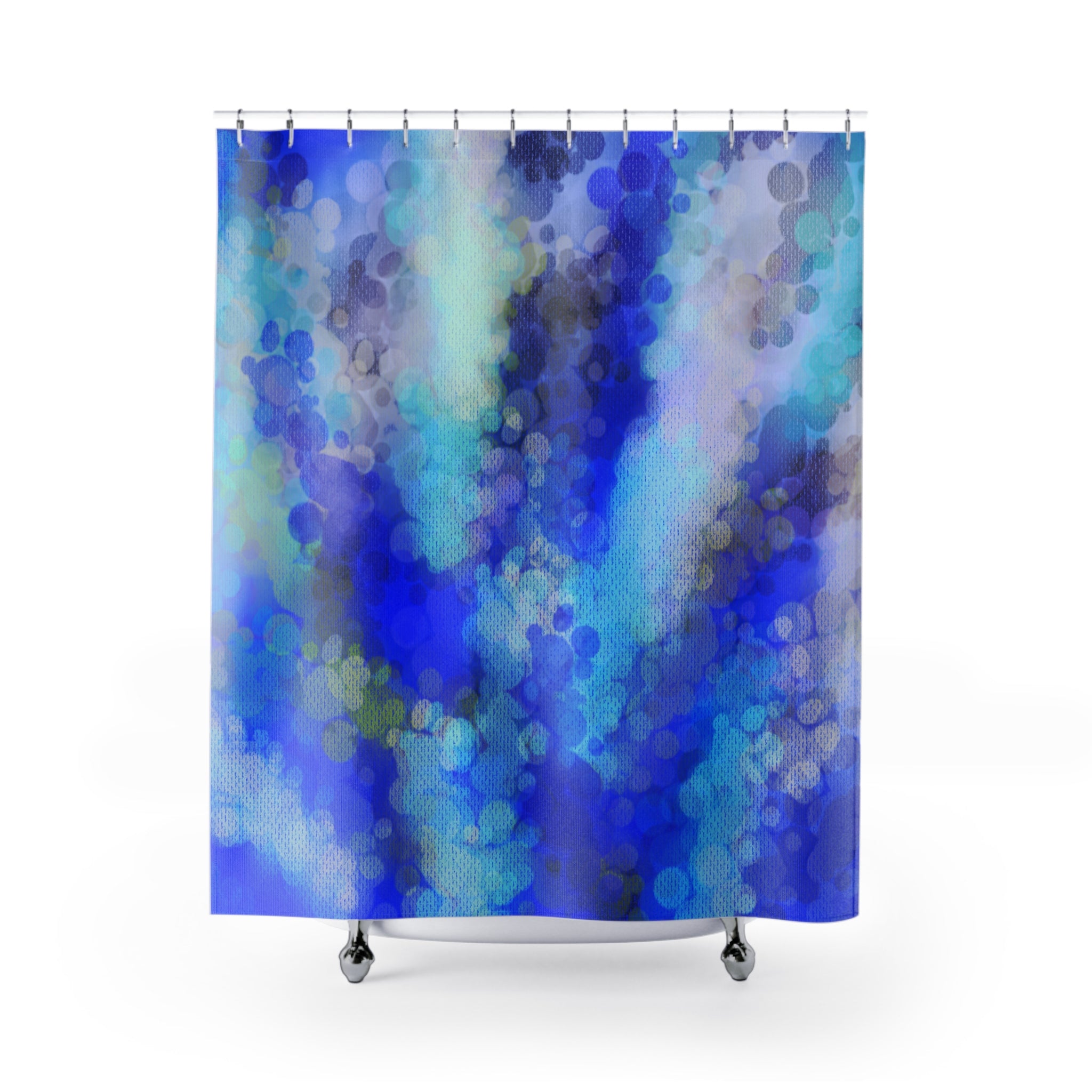 Blue Bokeh Shower Curtain — Abstract Ocean-Inspired Bathroom Decor
