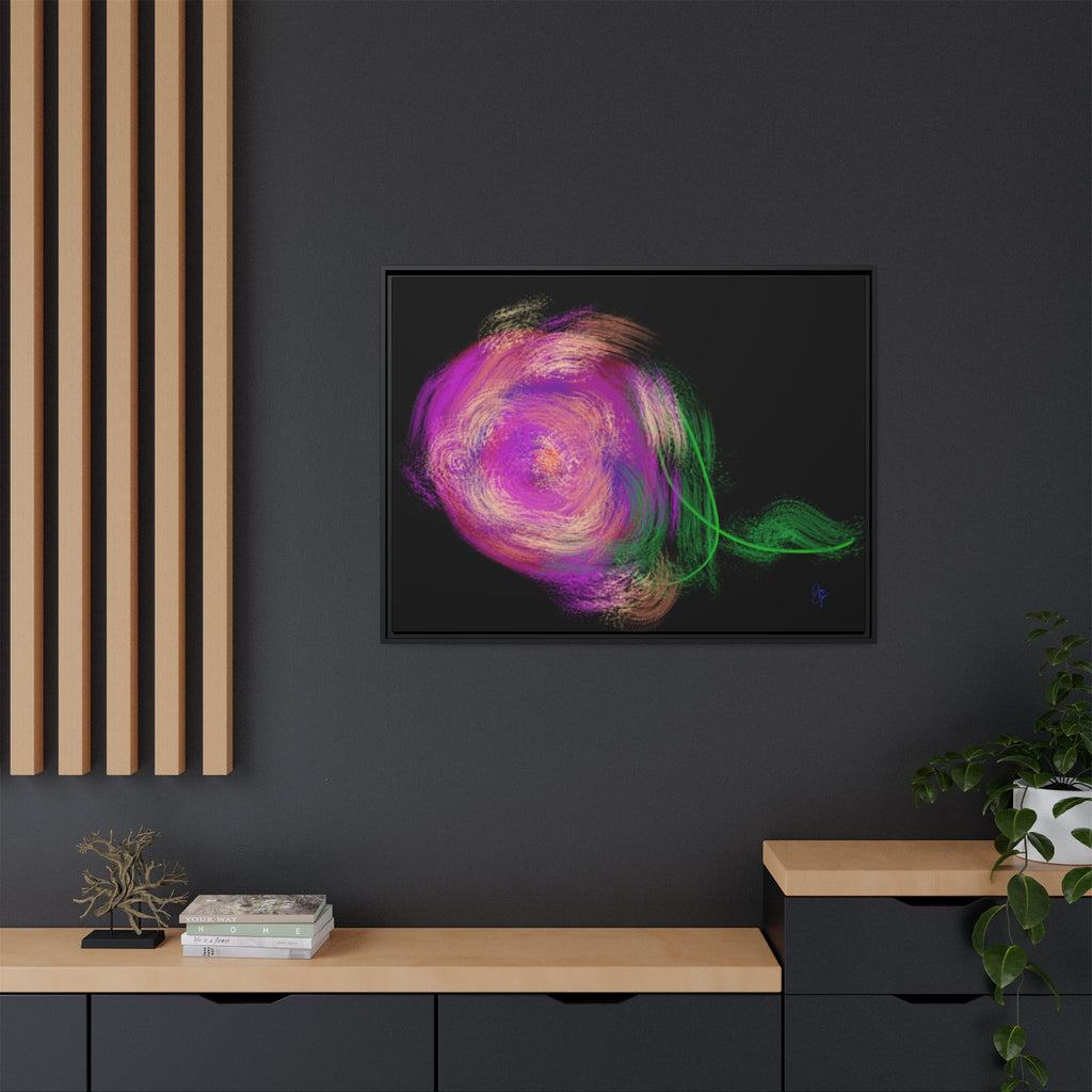 Abstract Rose Swirl Matte Framed Canvas — Multicolor Floral Wall Art