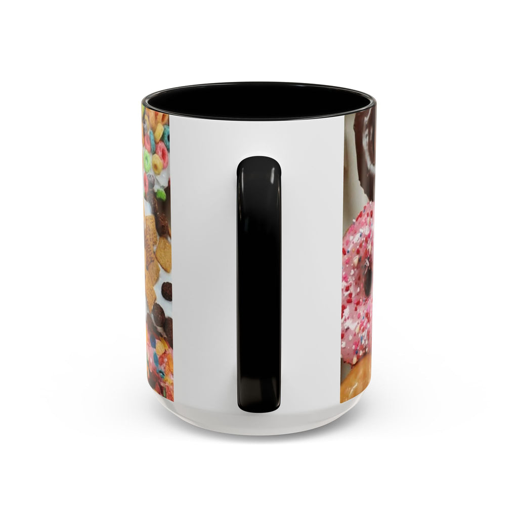 Donut Lover Accent Coffee Mug — Color Inside Rim & Handle, Photo-Print Assorted Donuts (11/15oz)