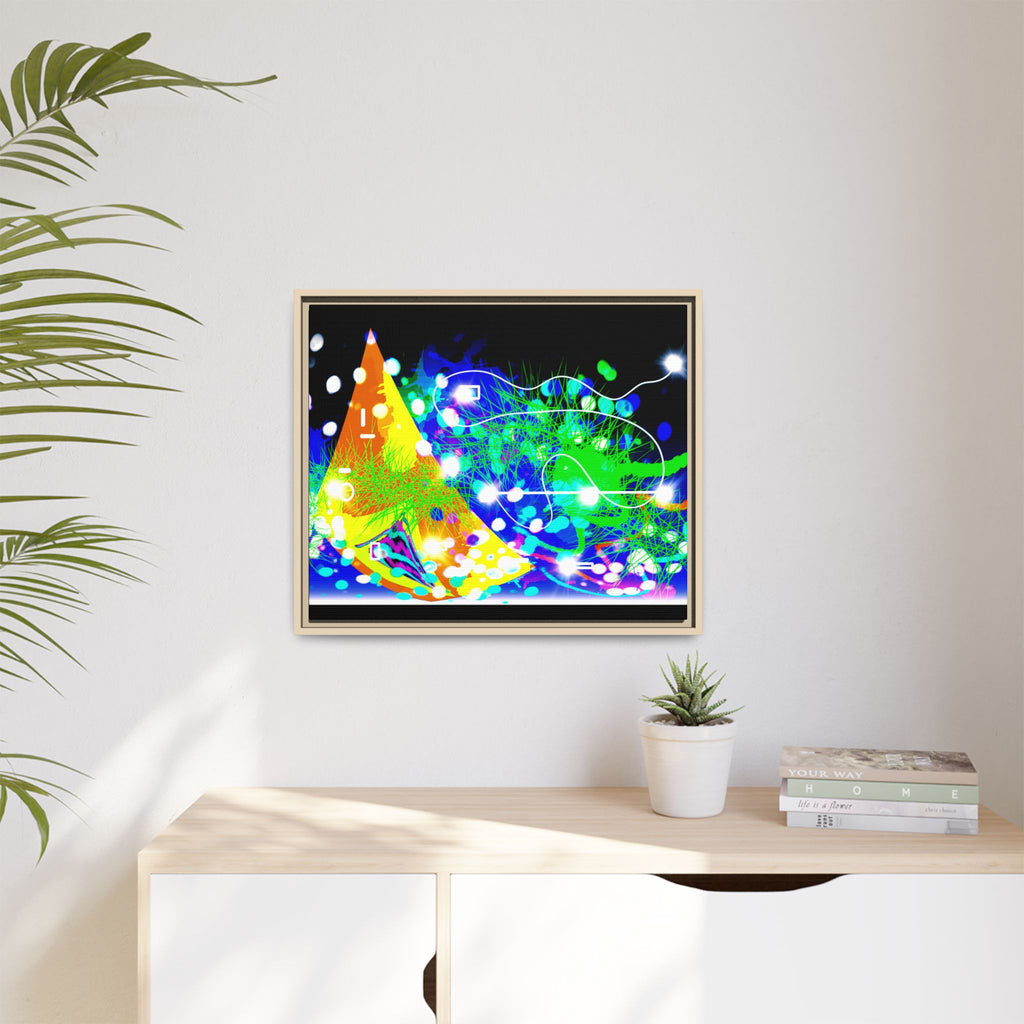 Abstract Neon Wave Matte Canvas Framed Art