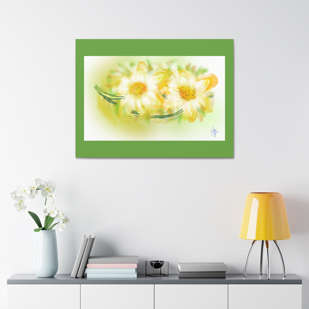 Yellow Daisy Floral Canvas Print – Stretched 1.5" Edge Art