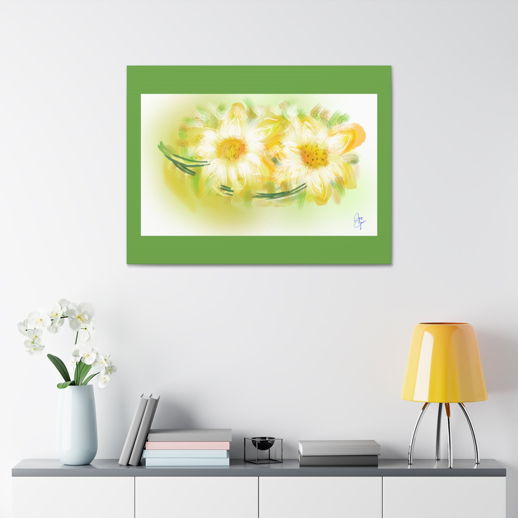 Yellow Daisy Floral Canvas Print – Stretched 1.5" Edge Art