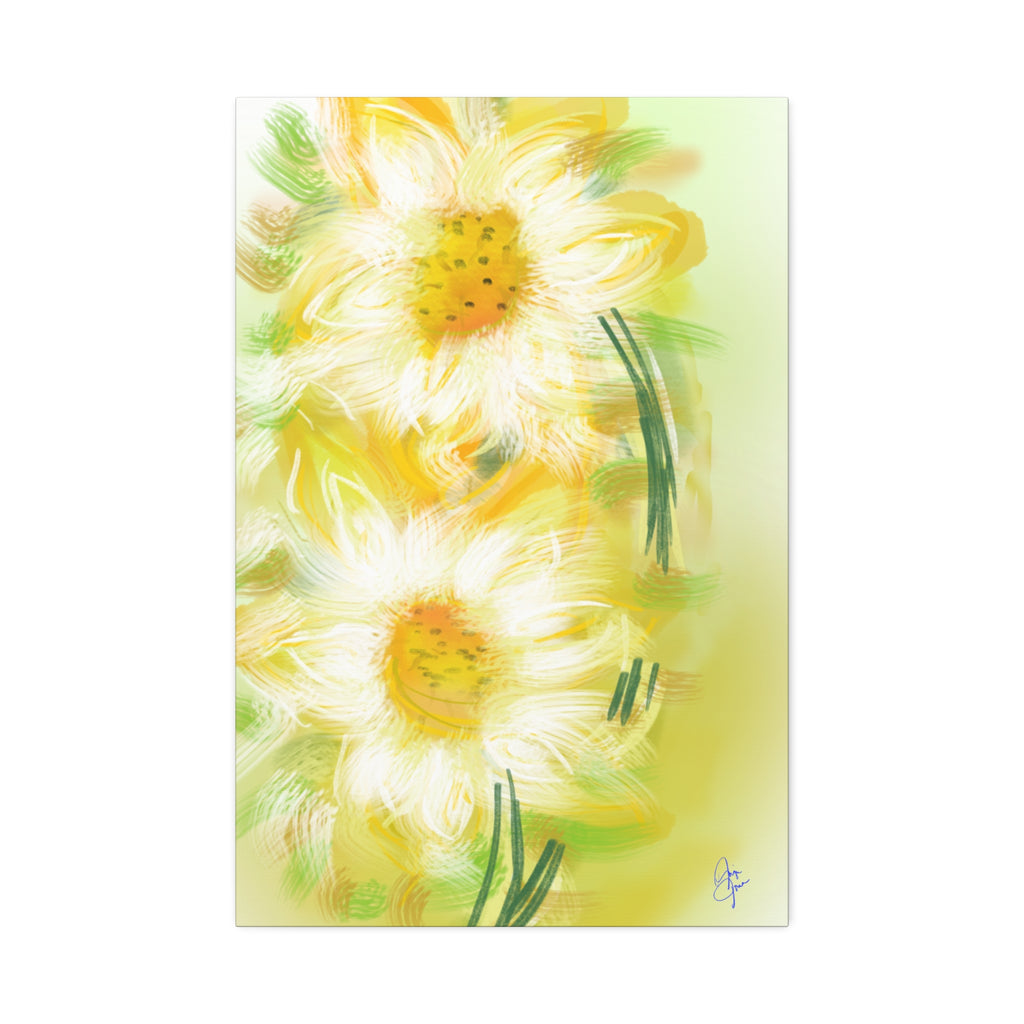 Yellow Daisy Floral Canvas Print – Stretched 1.5" Edge Art