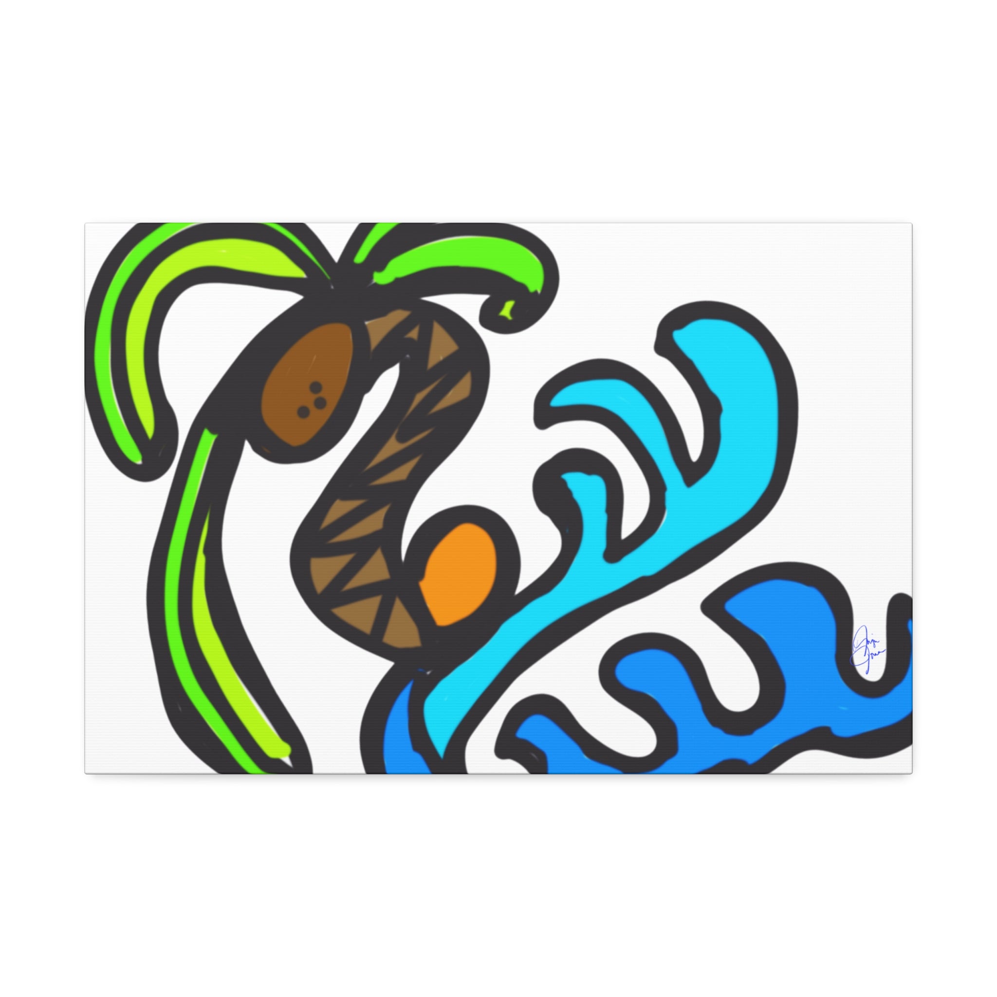Stained Glass Beach Canvas — Whimsical Seaside Wall Art