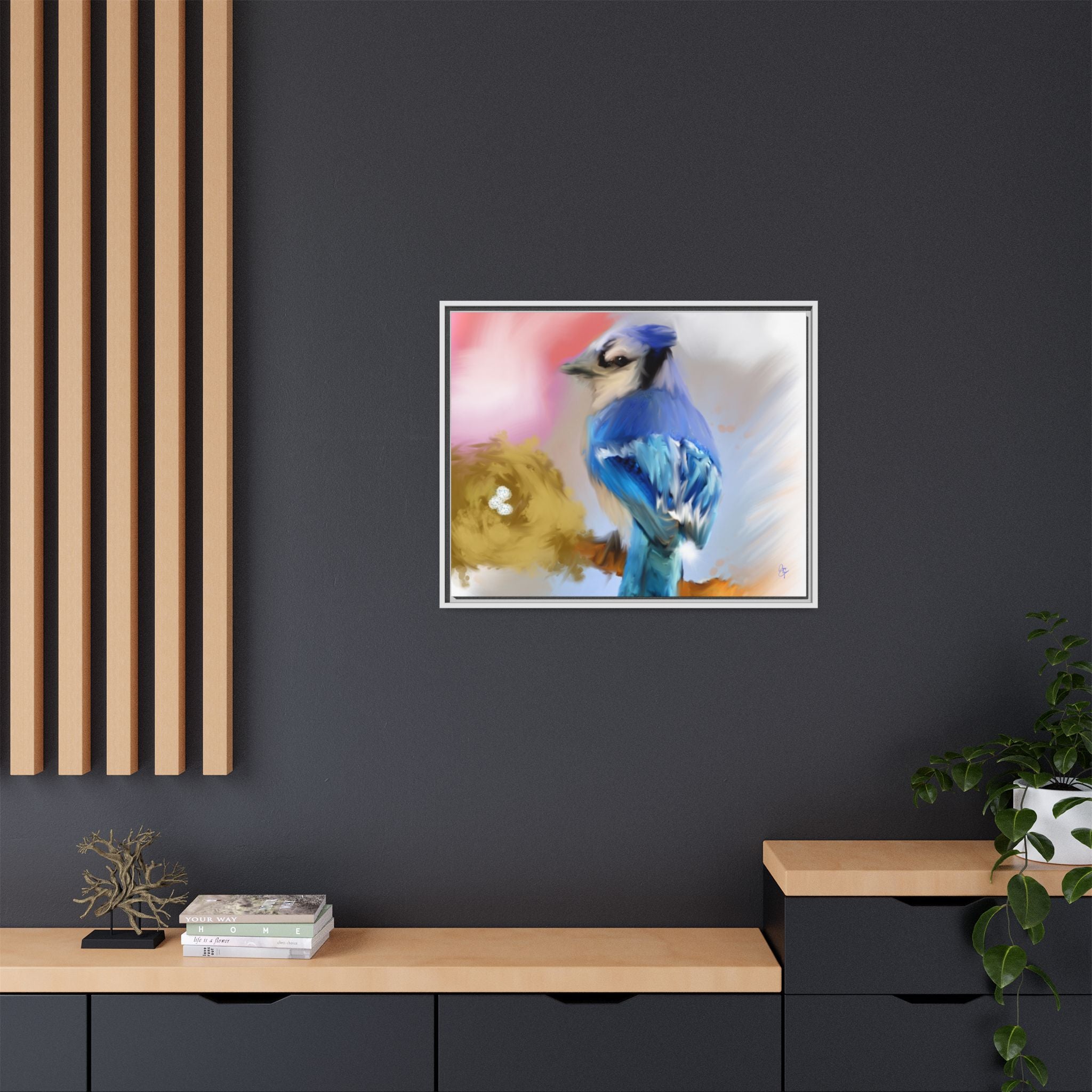 Blue Jay Art Print — Framed Matte Canvas Wall Art
