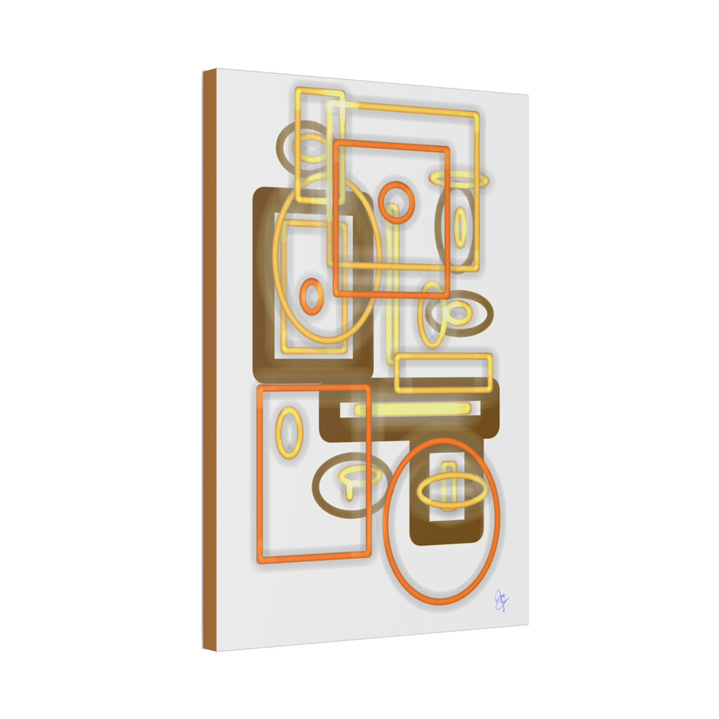 Abstract Geometric Art Canvas - Midcentury Shapes in Warm Gold & Rust