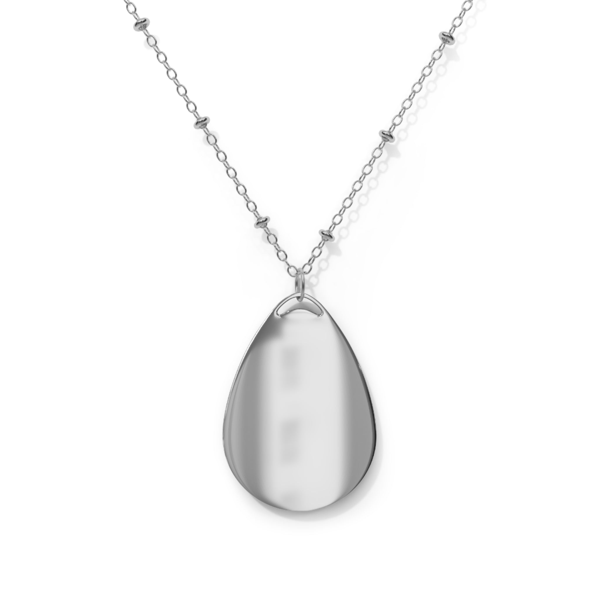 Oval Pendant Necklace — Tropical Palm Watercolor Teardrop Necklace
