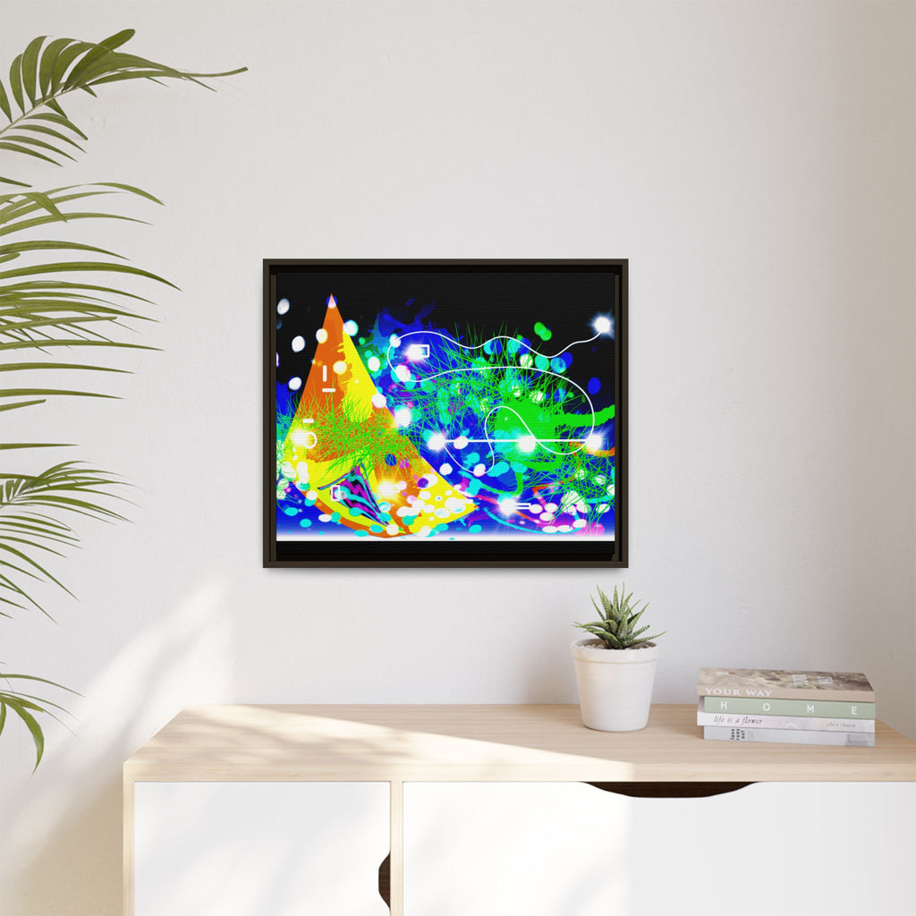 Abstract Neon Wave Matte Canvas Framed Art