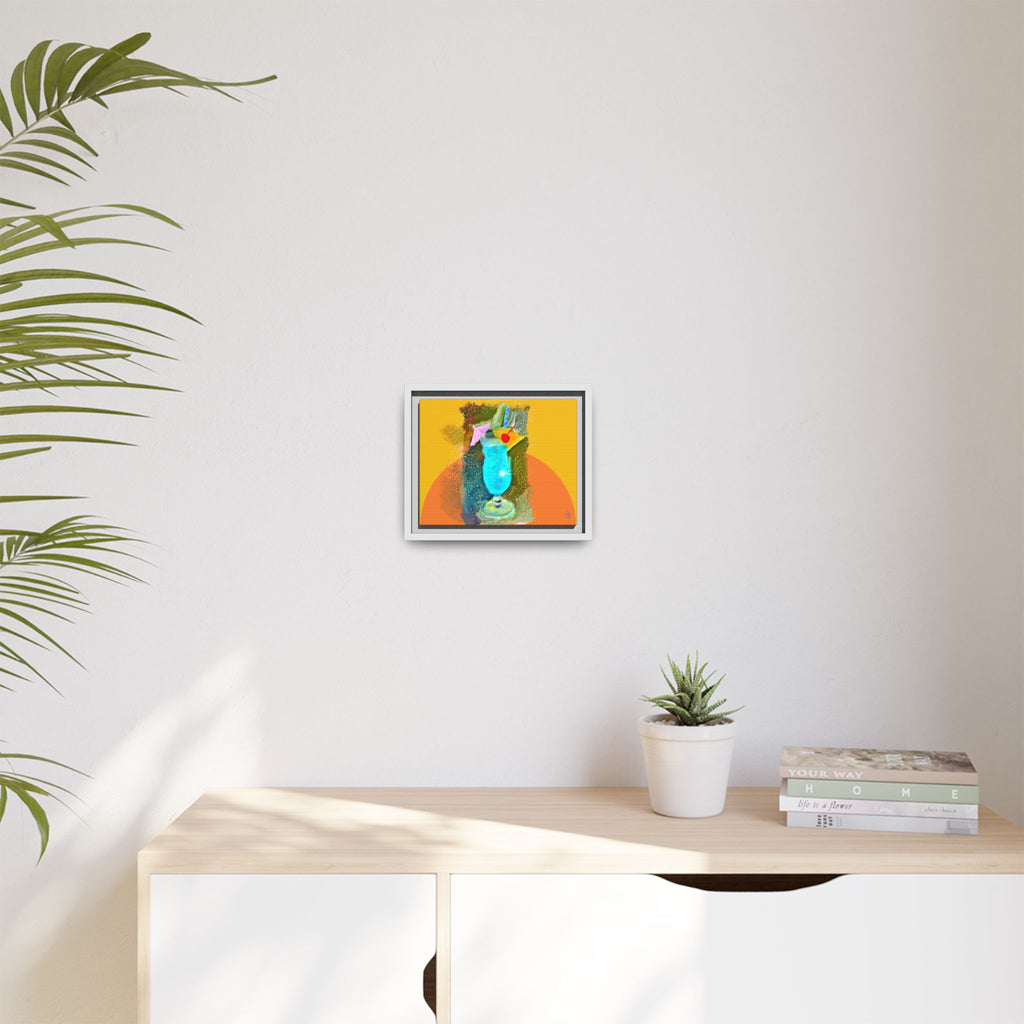 Tropical Blue Cocktail Canvas Print — Framed Matte Bar Art