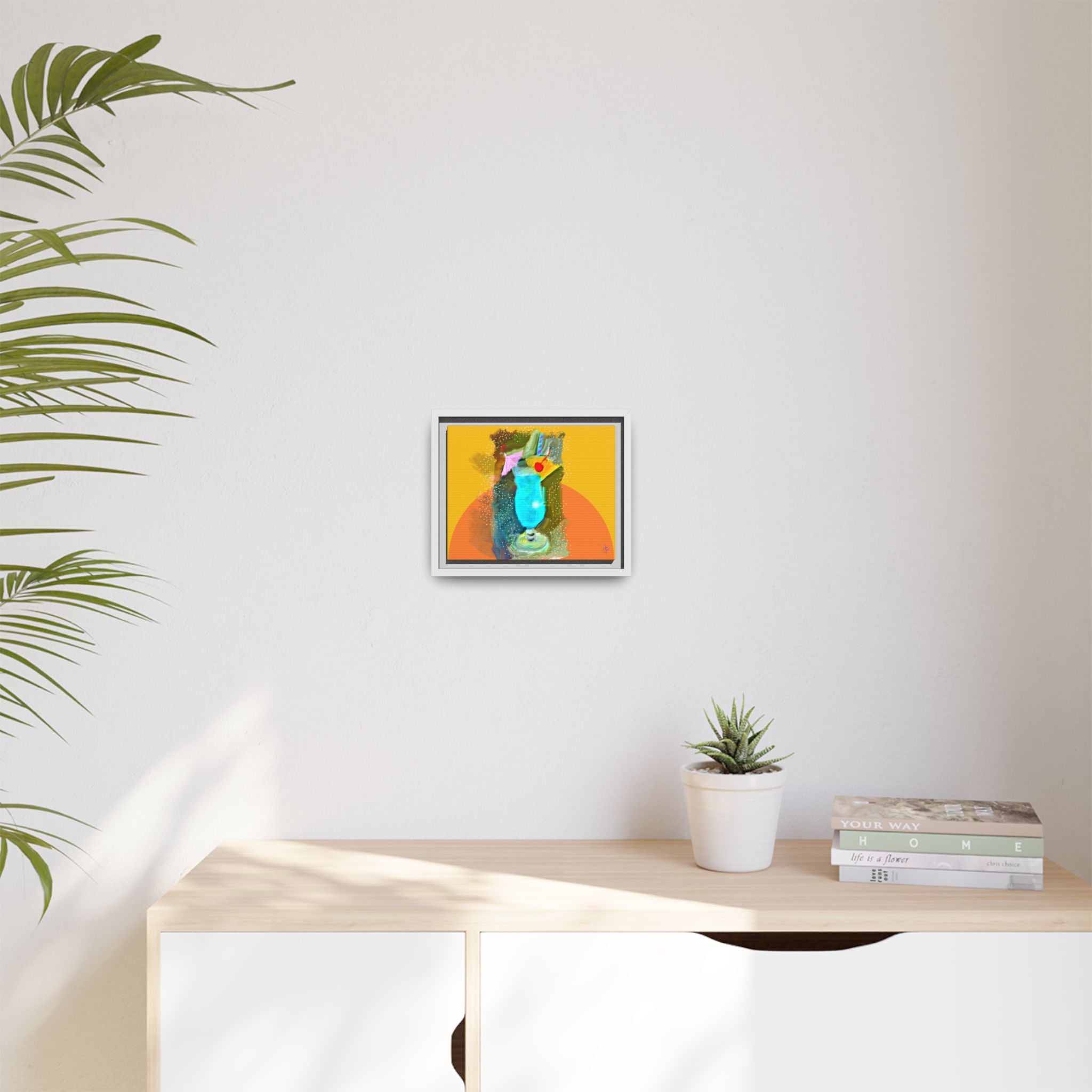 Tropical Blue Cocktail Canvas Print — Framed Matte Bar Art