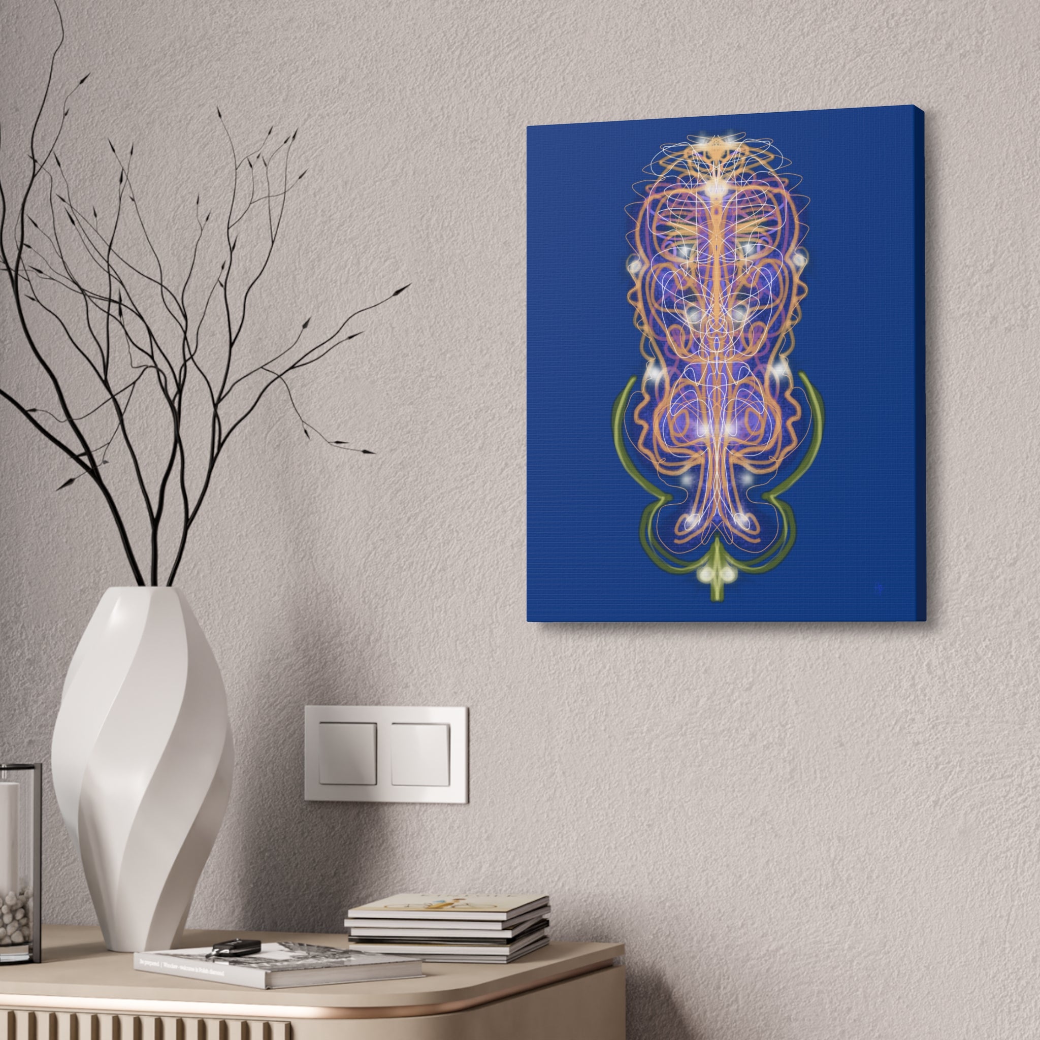 Mystic Symmetry Canvas — Abstract Spiritual Wall Art on Teal