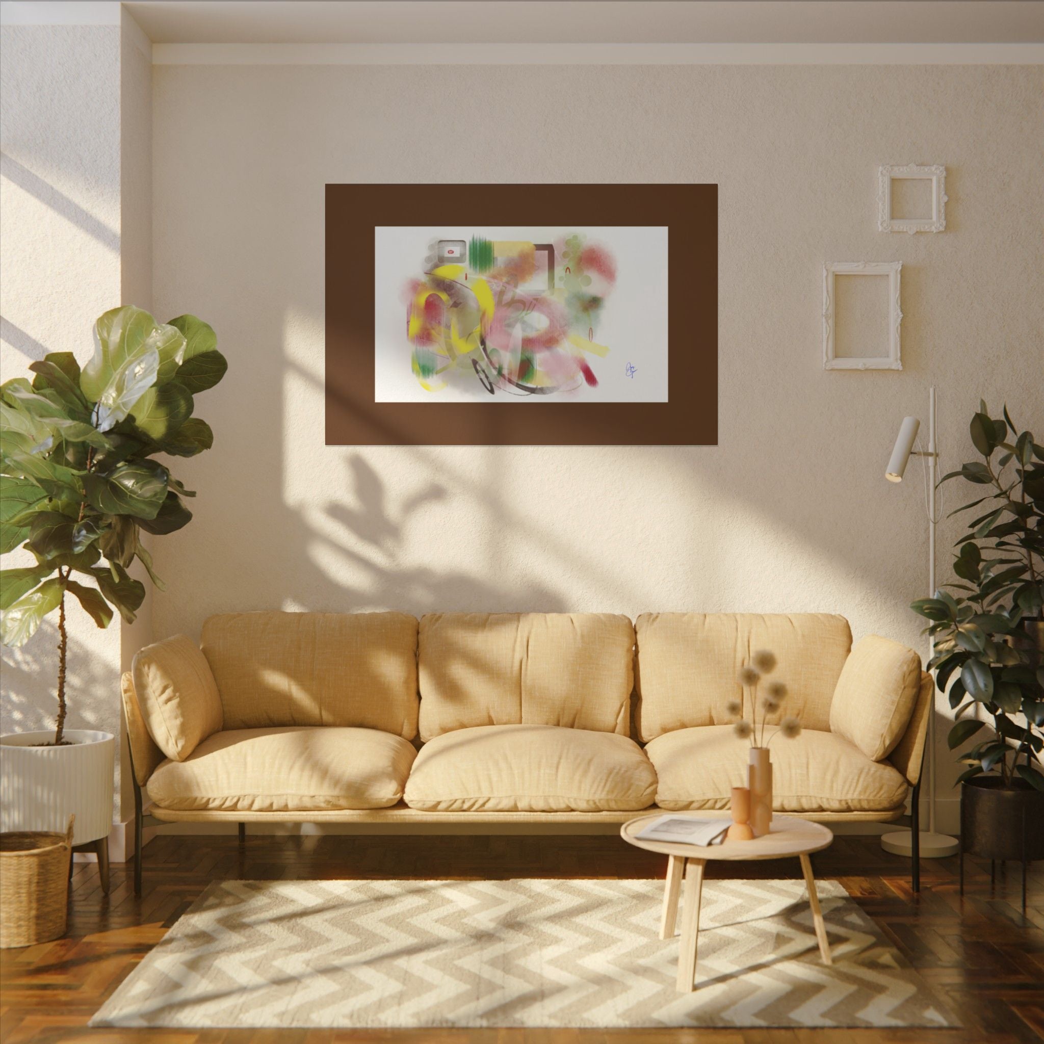 Abstract Color Burst Matte Canvas Wall Art — Green-Edged Stretched Print