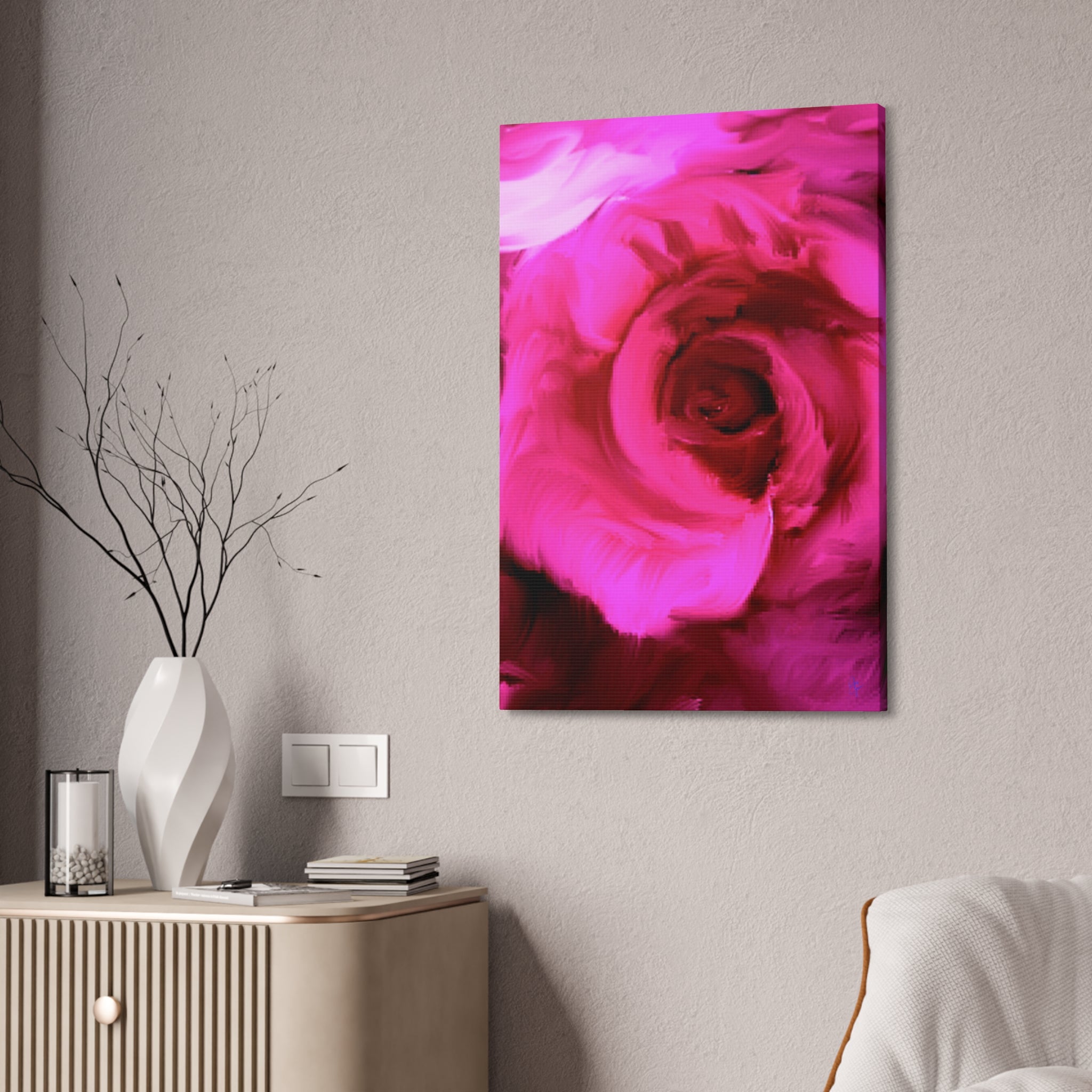 Pink Rose Abstract Canvas Print — Stretched 1.5" Wall Art